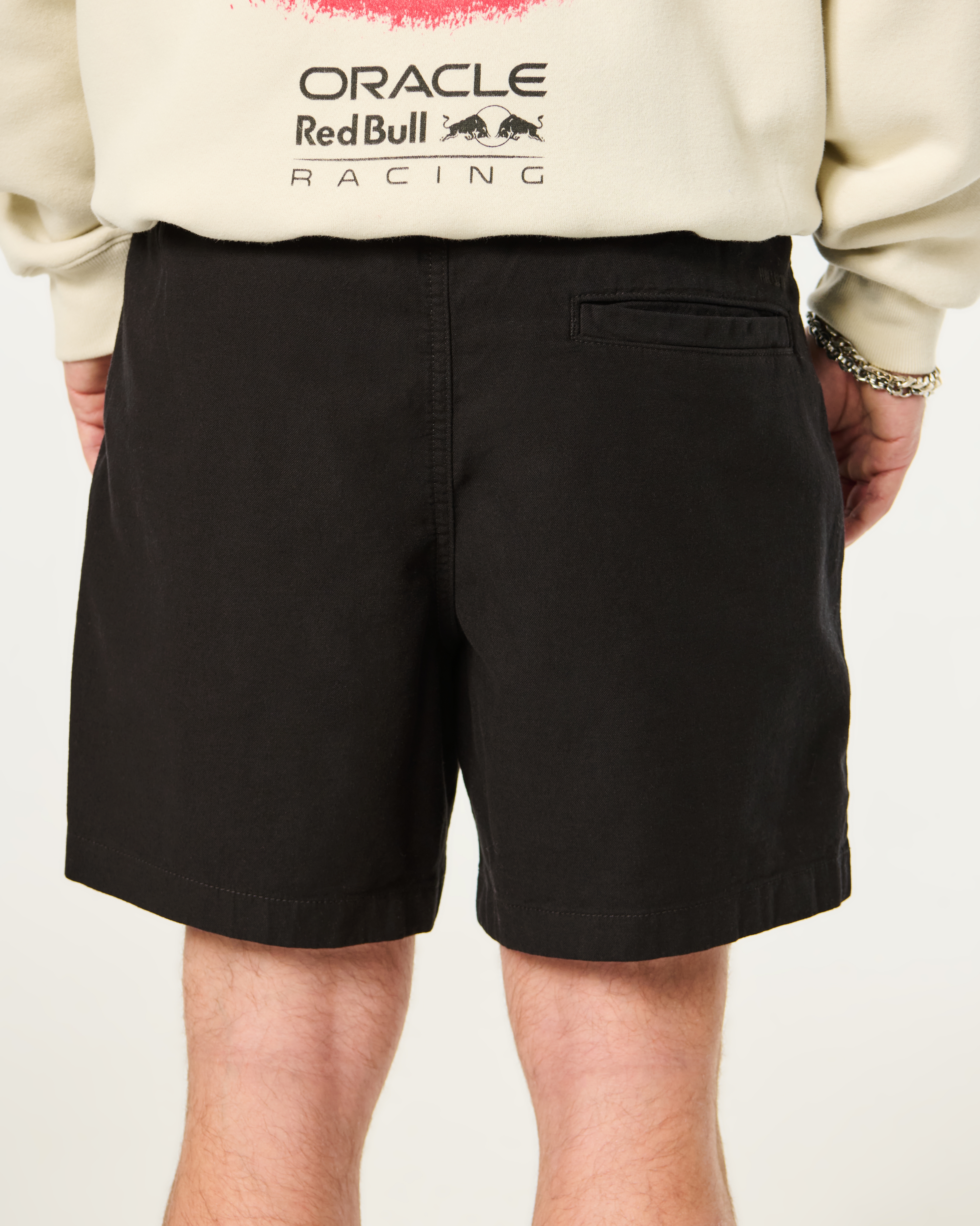 Мужские шорты Hollister Mid-Thigh Linen-Blend Pull-On Shorts — фото 3