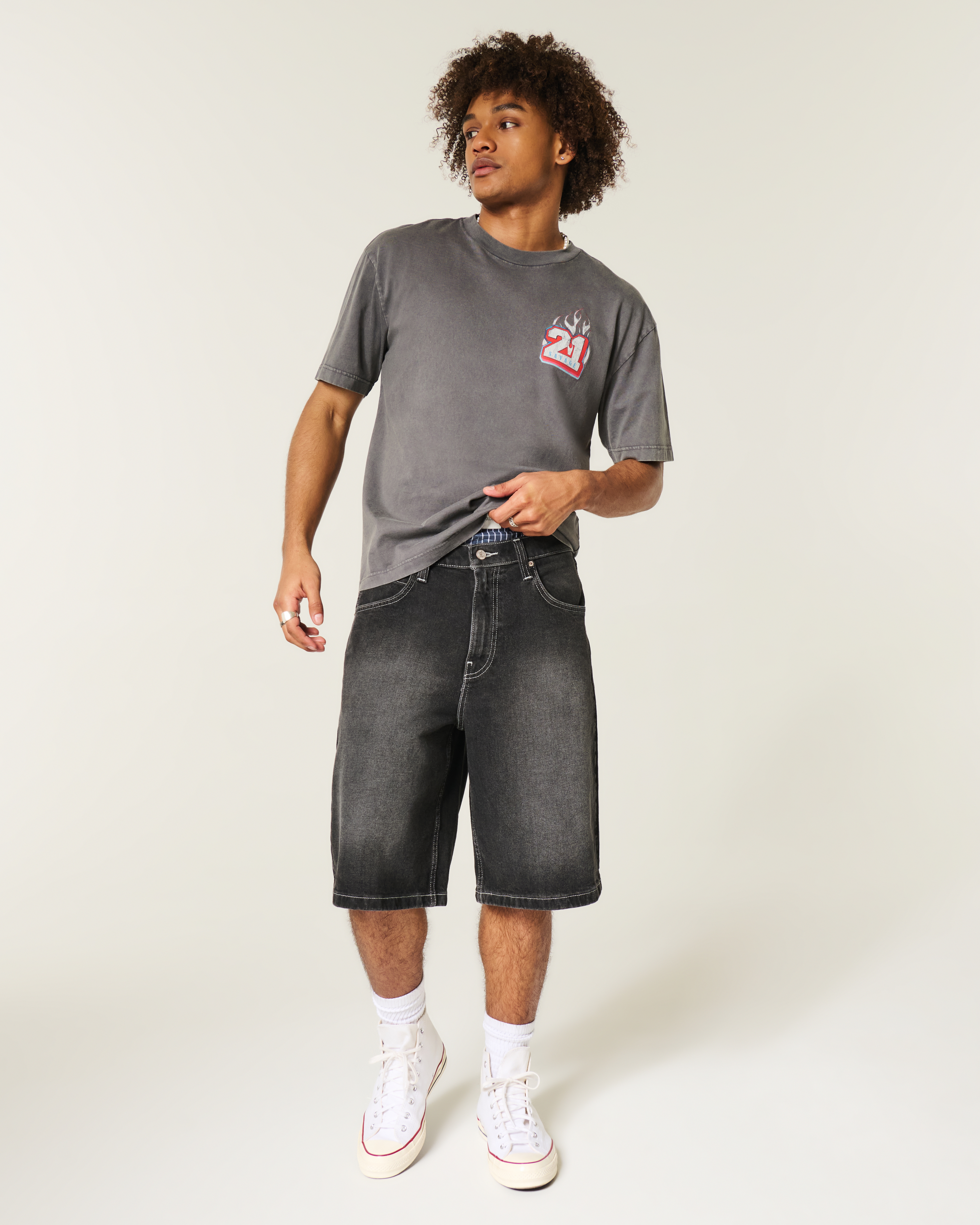Мужские шорты Hollister Super Baggy Jean Shorts — фото 2