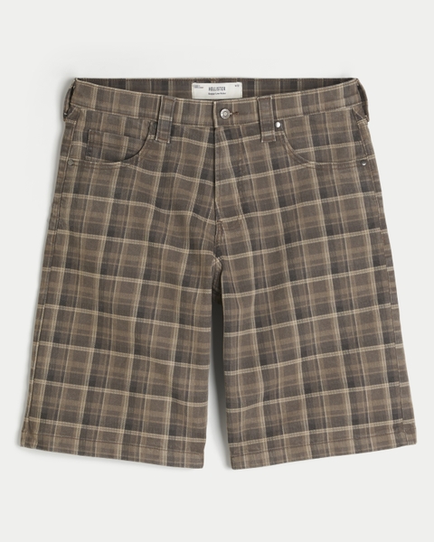 Мужские шорты Hollister Plaid Baggy Low-Rise Jean Shorts