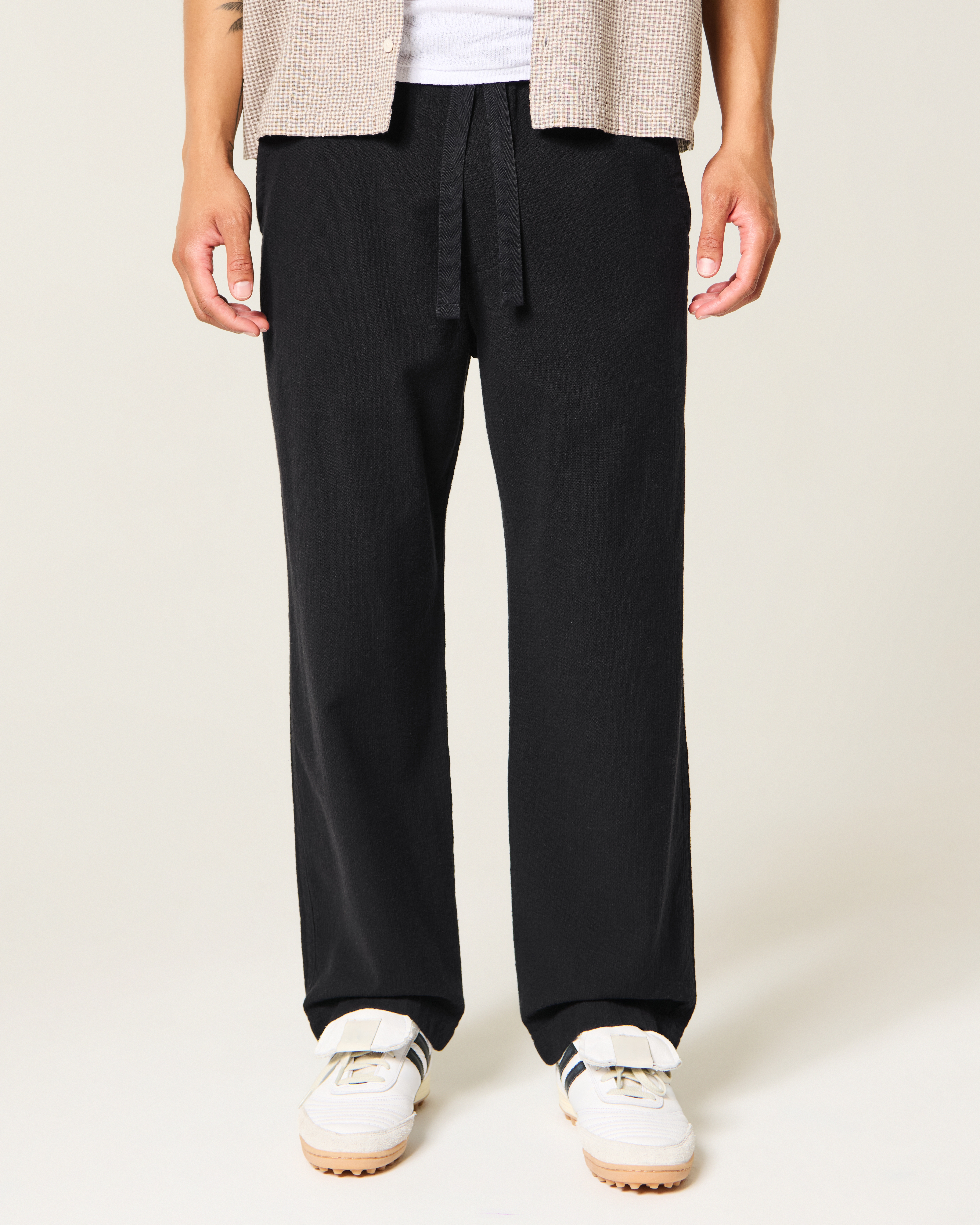 Мужские брюки Hollister Textural Baggy Pull-On, цвет: Чёрный — фото 3
