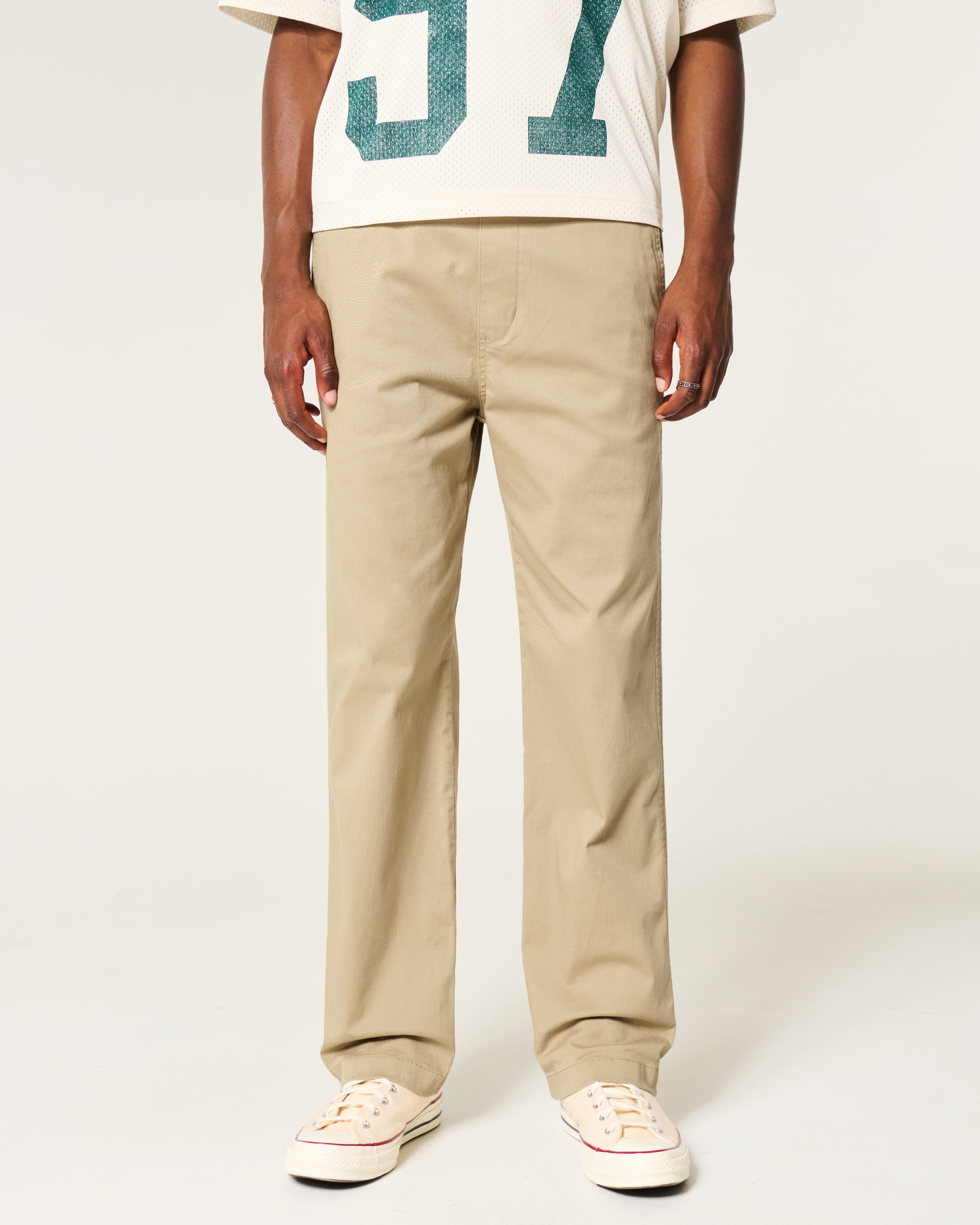 Мужские брюки Hollister Straight Pull-On, цвет: Хаки — фото 3