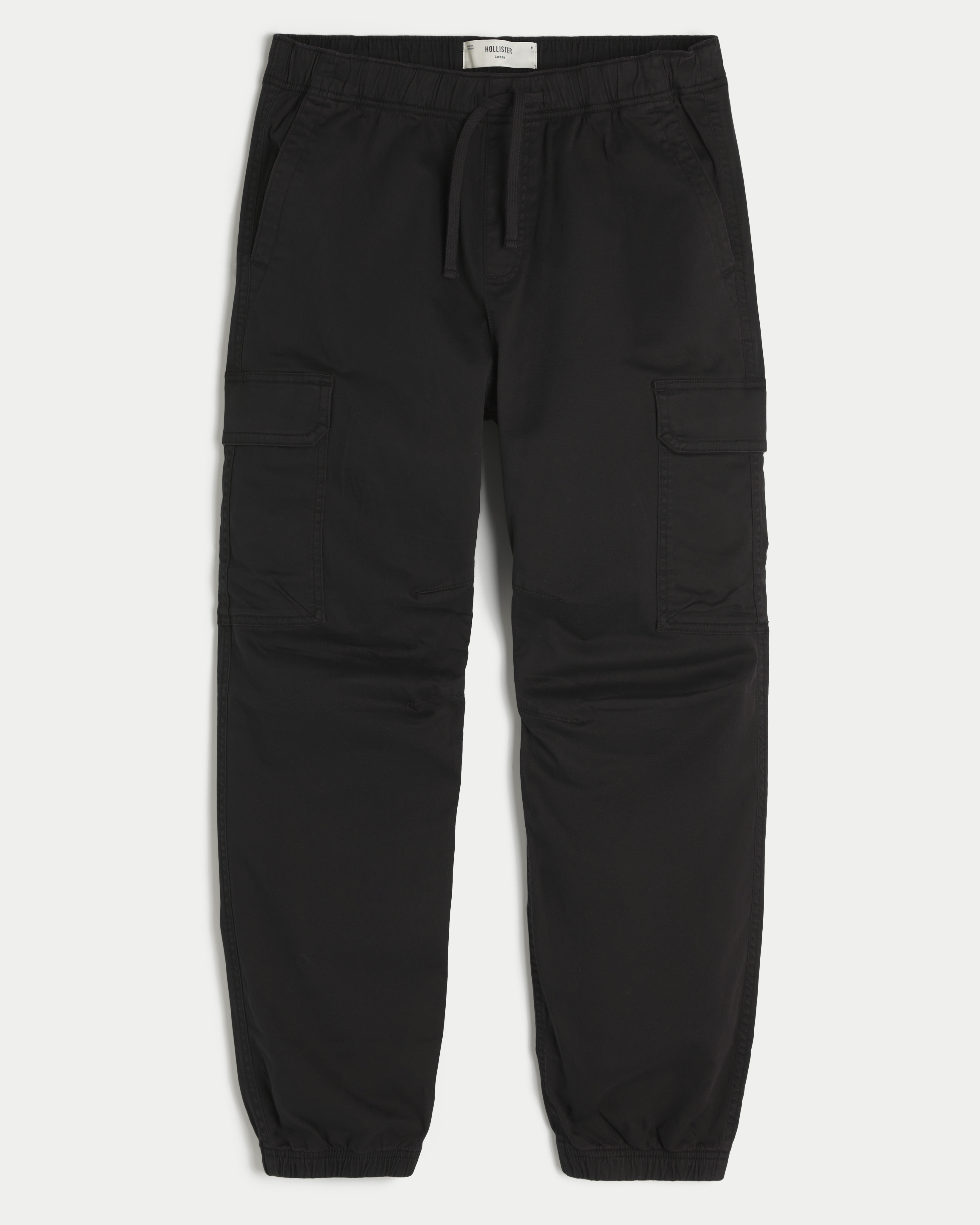 Мужские брюки Hollister Loose Twill Cargo, цвет: Чёрный