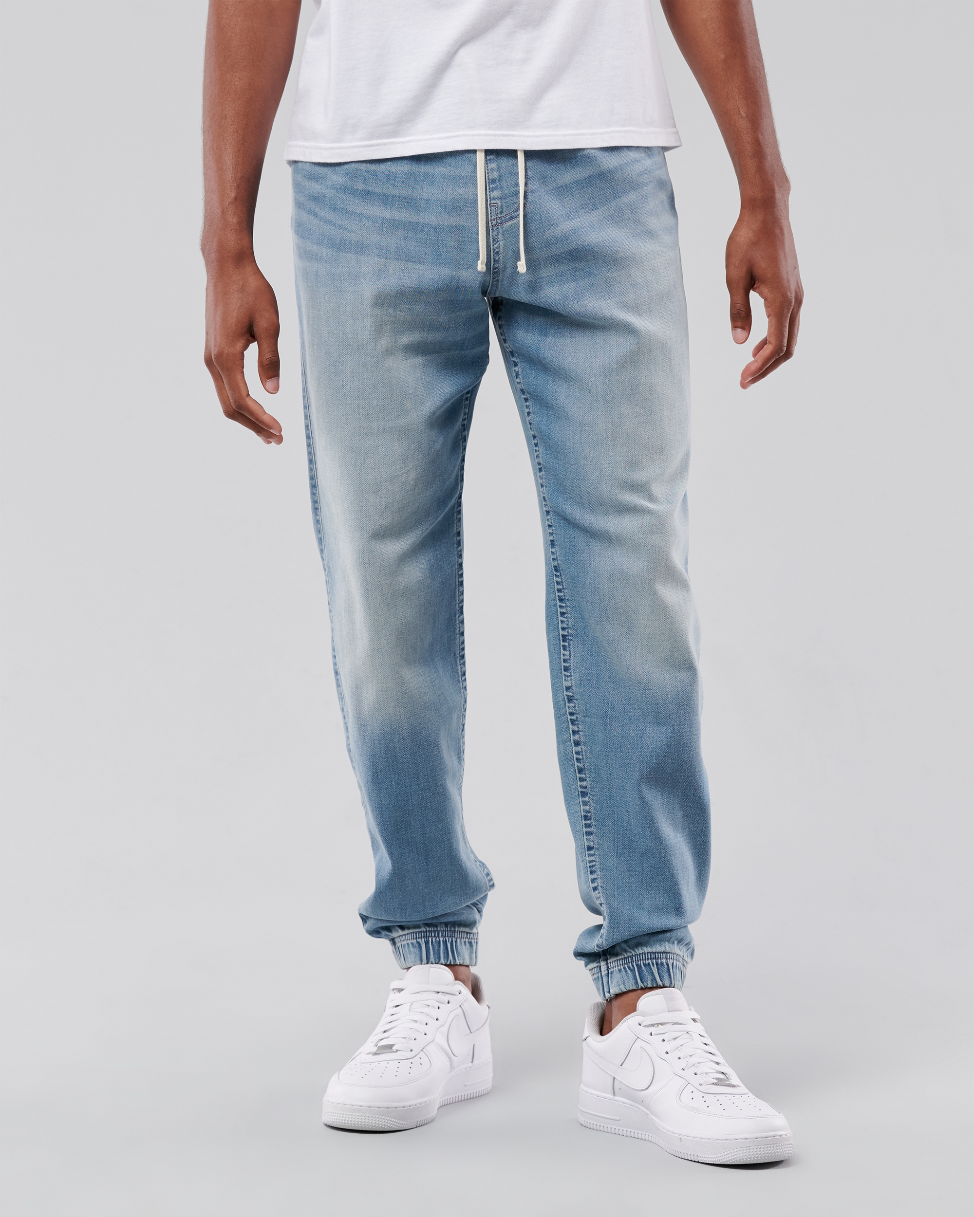 denim track pants mens