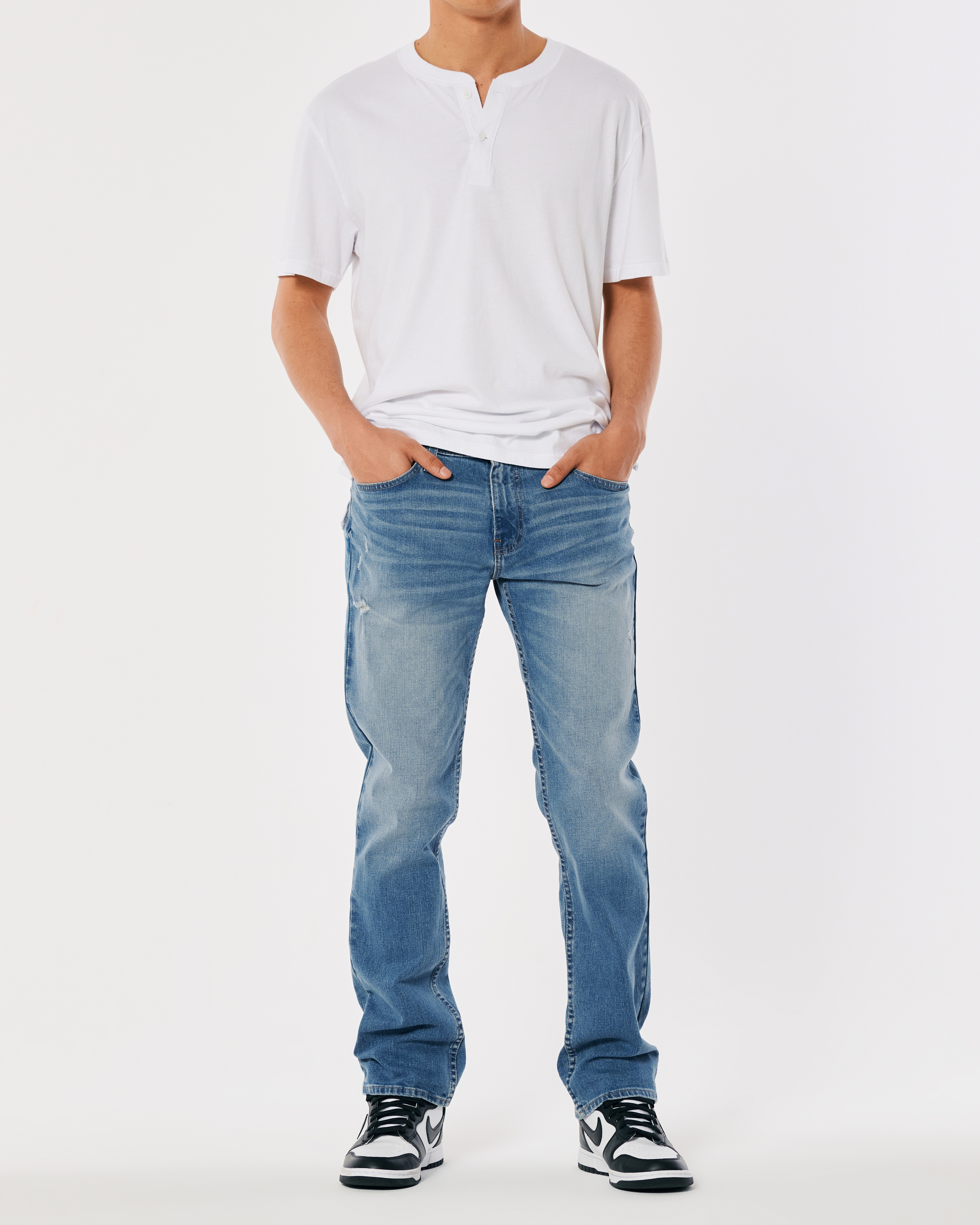 blue pants white polo