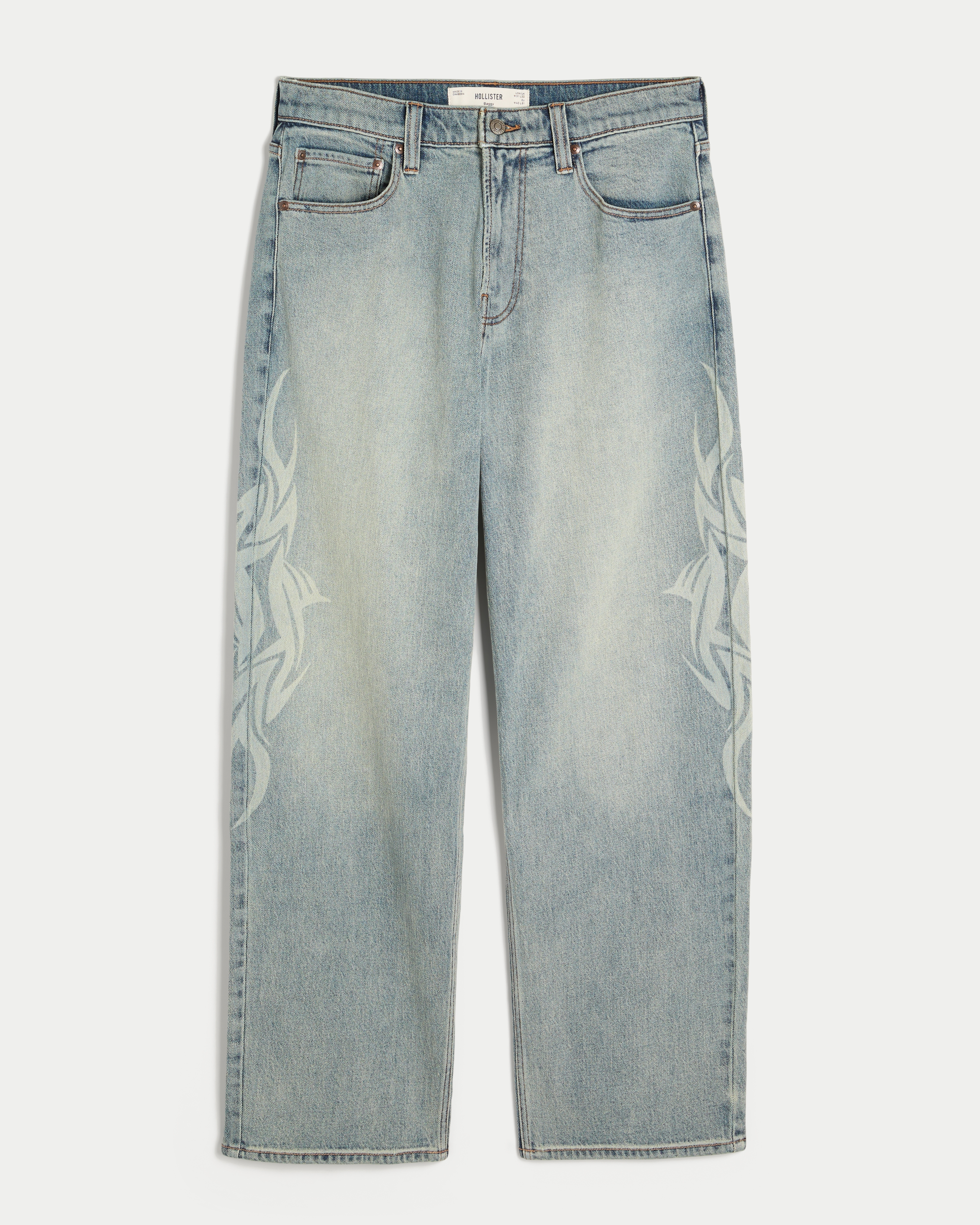 Мужские джинсы Hollister Graphic Baggy, цвет: Светлый — фото 1