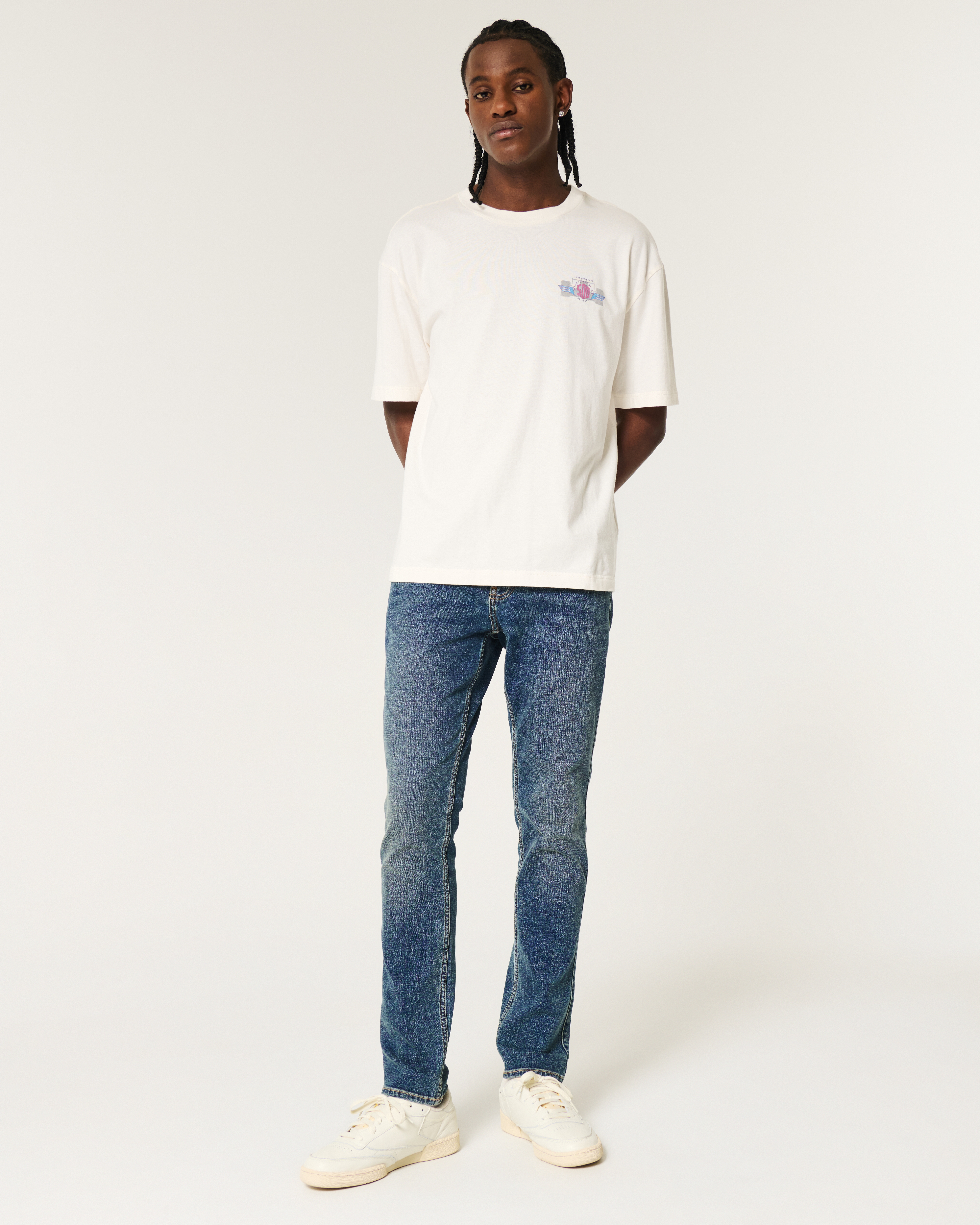 Мужские джинсы Hollister Dark Medium Wash Skinny Jeans — фото 2