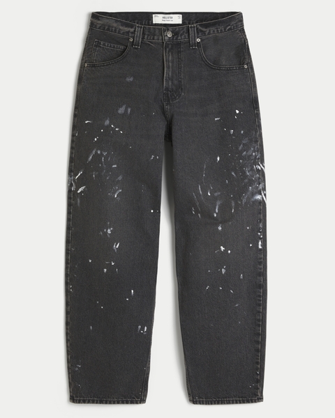 Мужские джинсы Hollister Washed Black Paint Splatter Skater Baggy Jeans