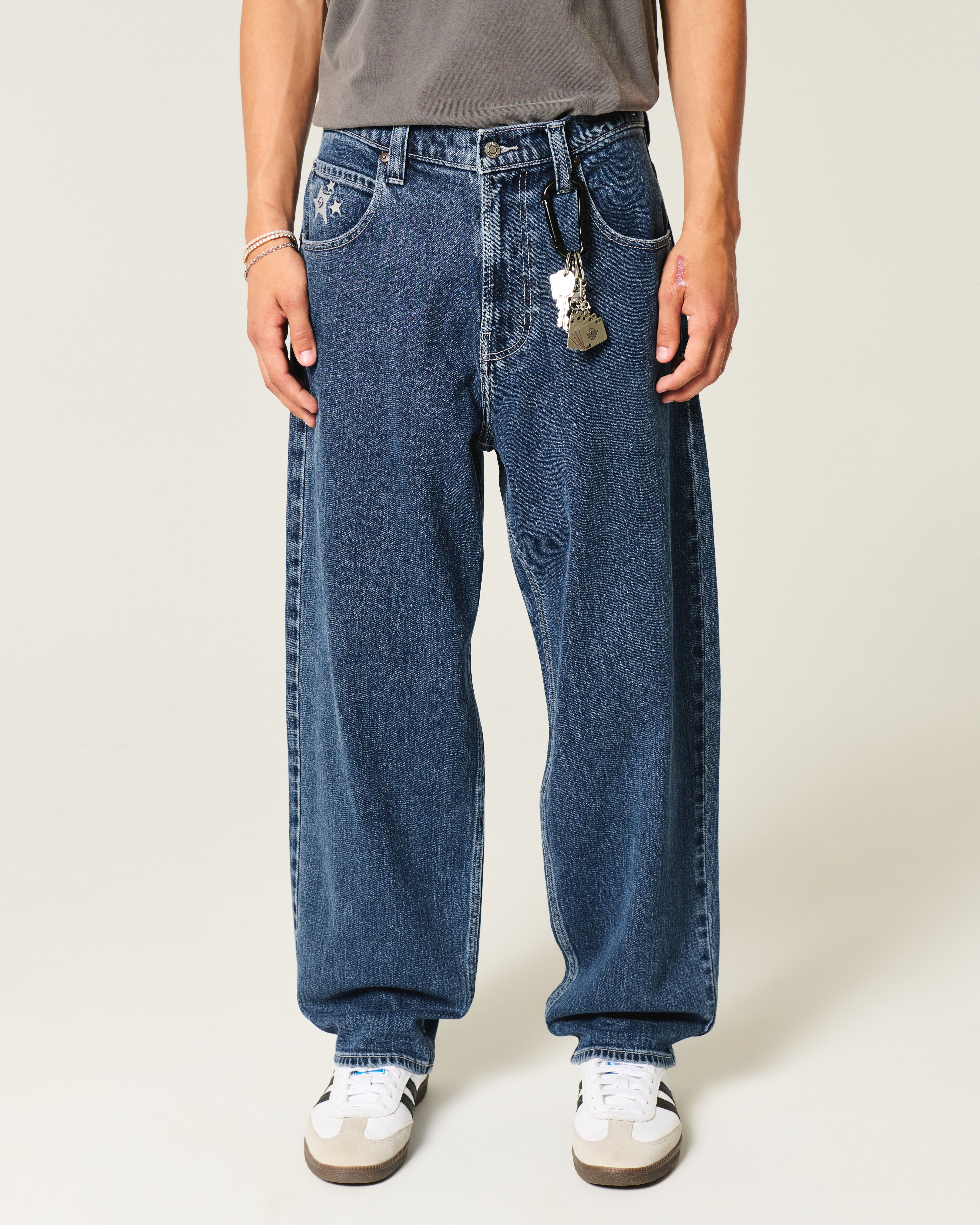 Мужские джинсы Hollister Washed Black H Applique Skater Baggy Jeans — фото 3