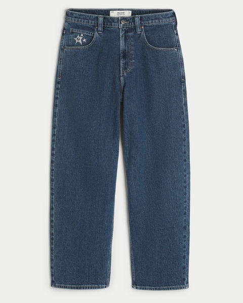 Мужские джинсы Hollister Washed Black H Applique Skater Baggy Jeans