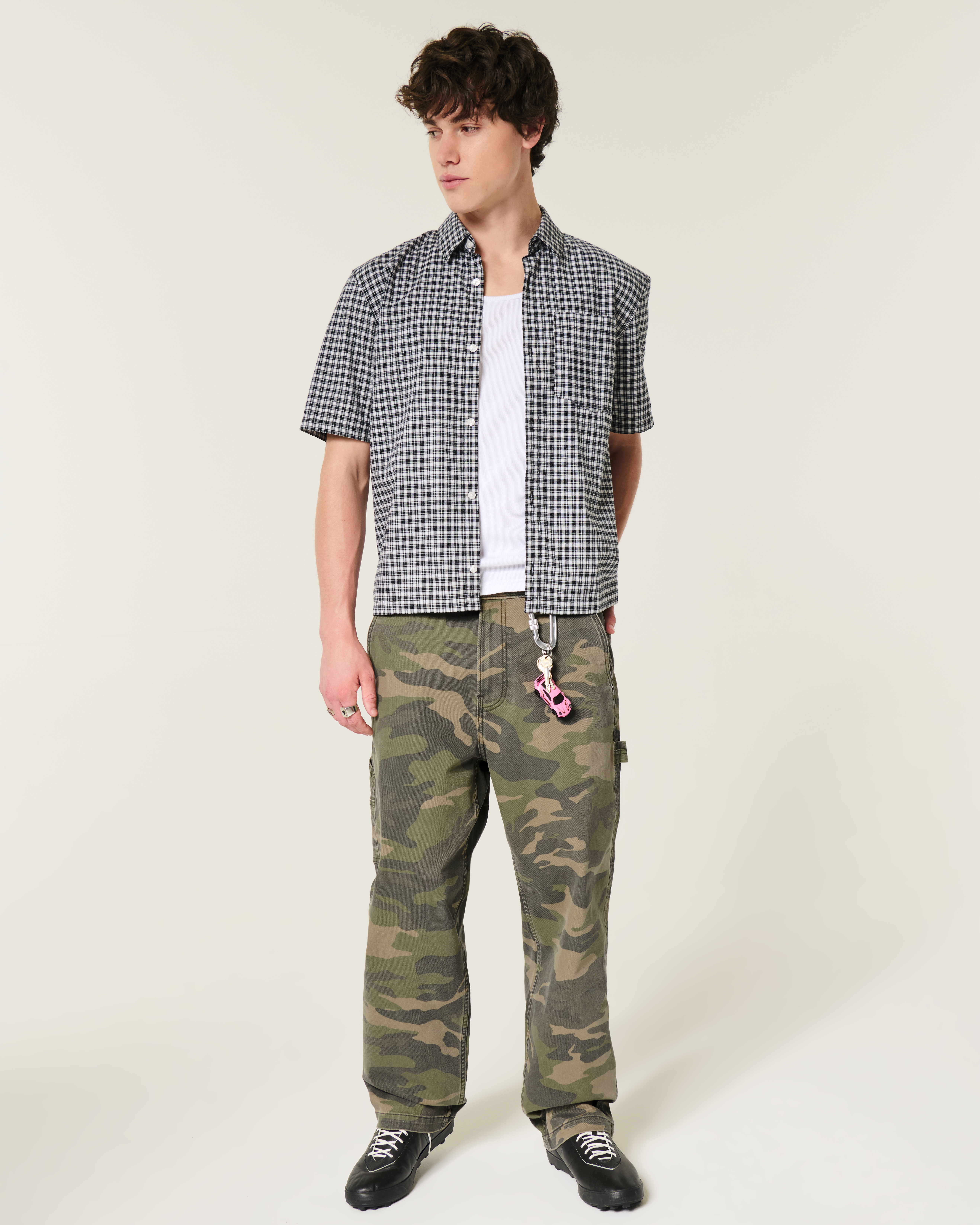 Мужские джинсы Hollister Embroidered Baggy Cargo, цвет: Камуфляжный — фото 2