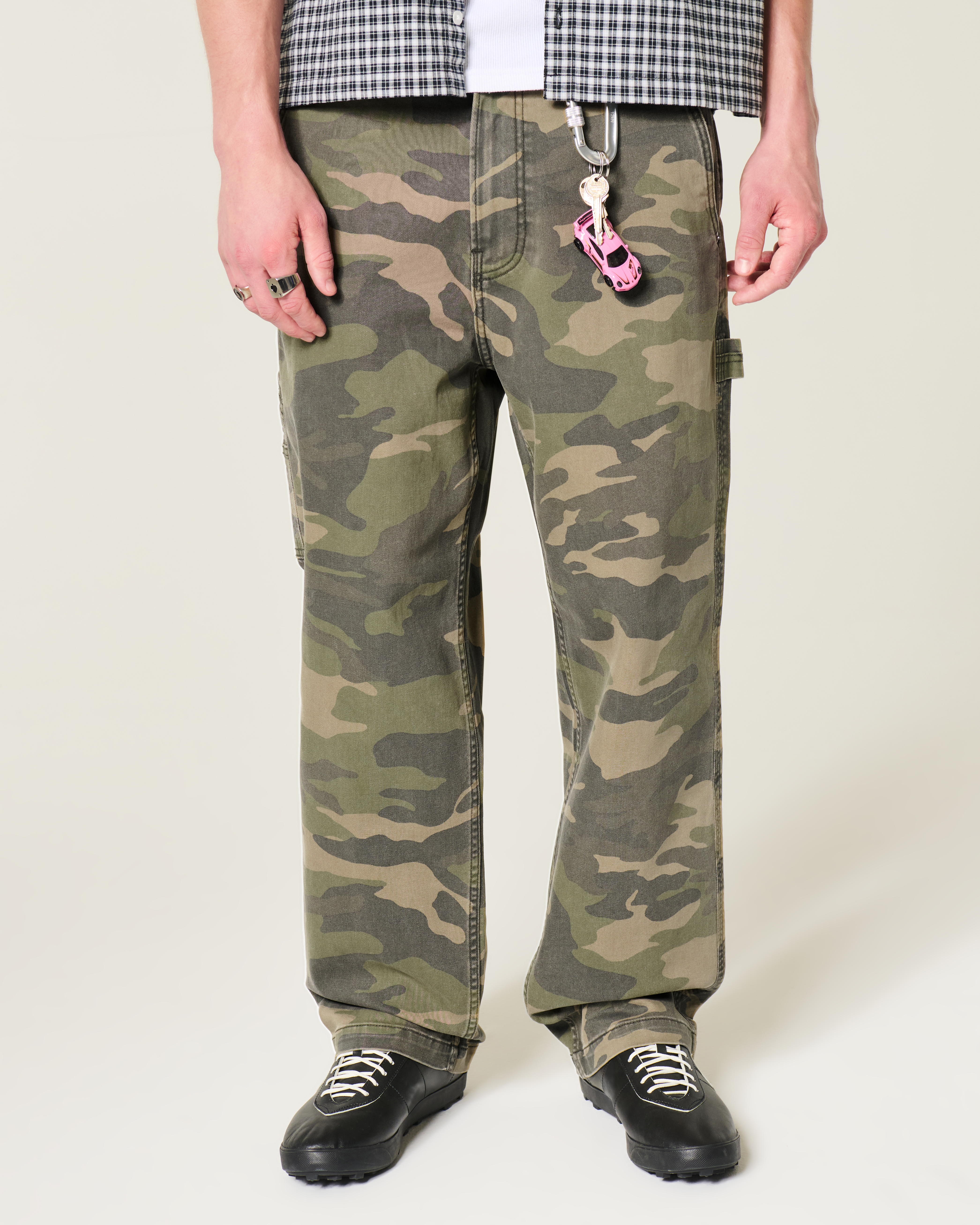 Мужские джинсы Hollister Embroidered Baggy Cargo, цвет: Камуфляжный — фото 3