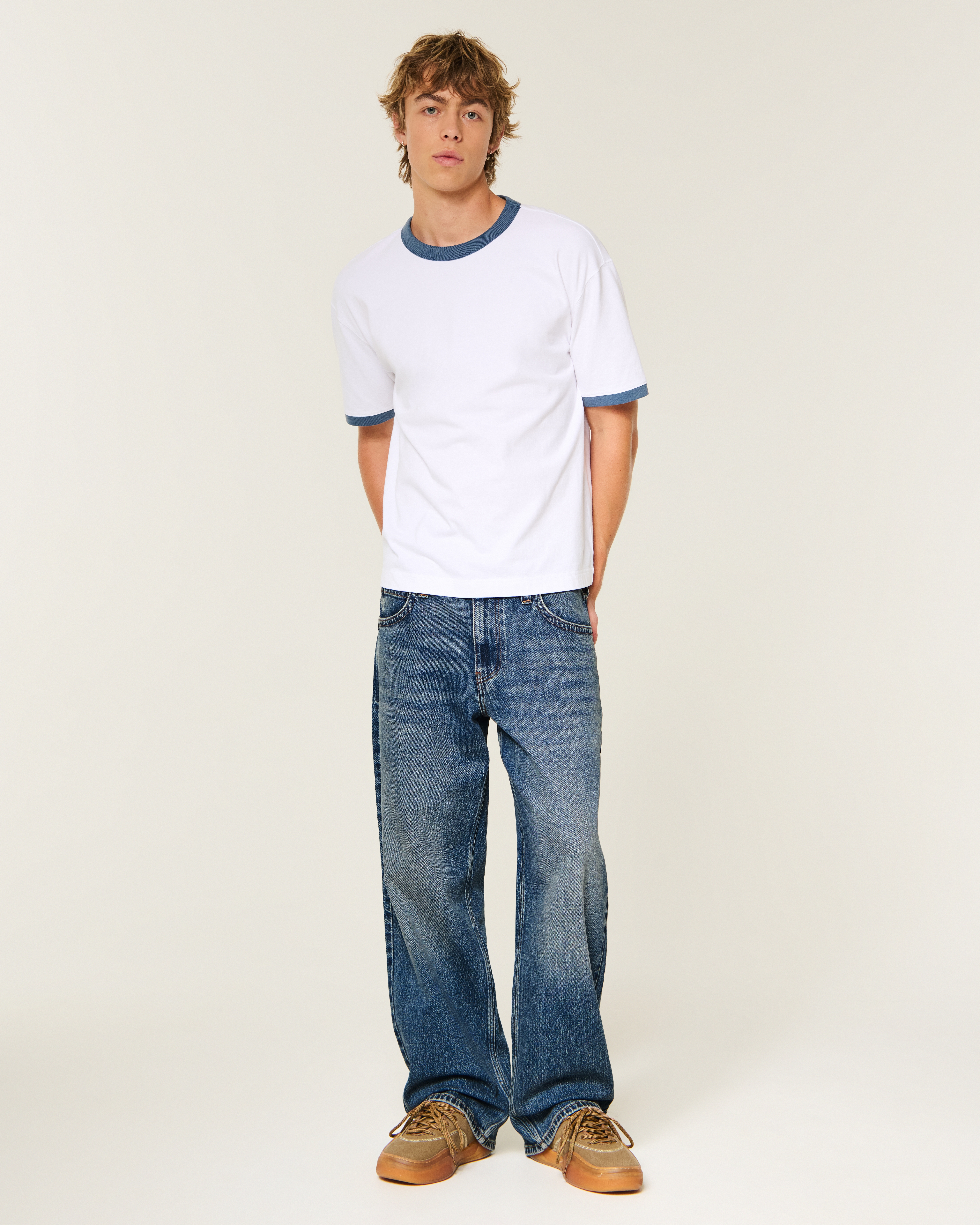 Мужские джинсы Hollister Low-Rise Logo Graphic Baggy Jeans — фото 2