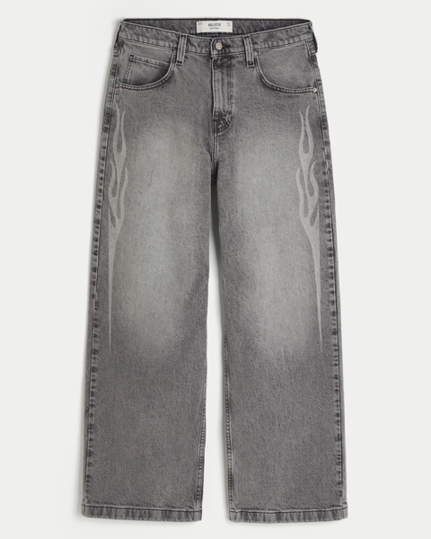 Мужские джинсы Hollister Flame Graphic Super Baggy Jeans