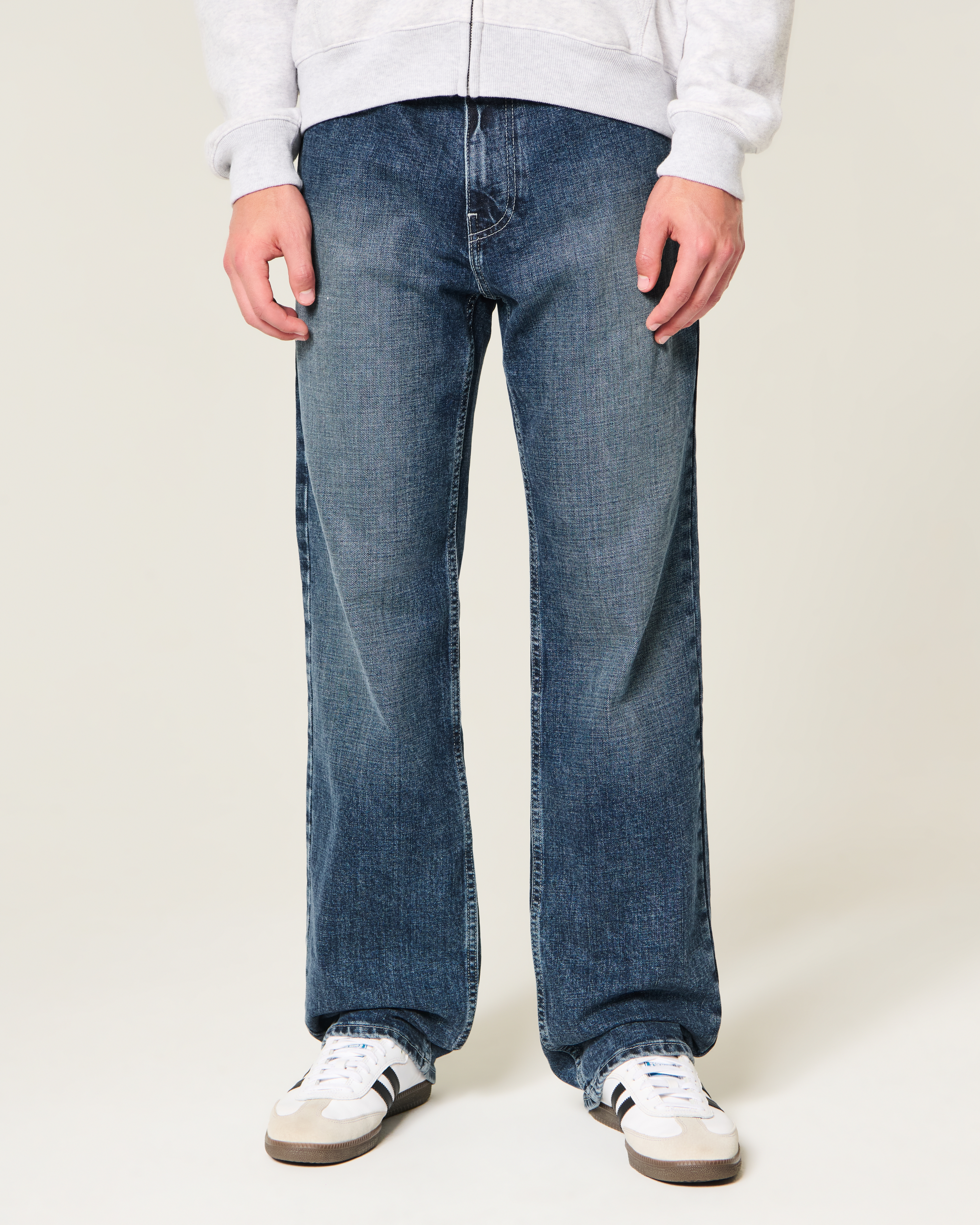 Мужские джинсы Hollister Relaxed Straight, цвет: Тёмный — фото 3