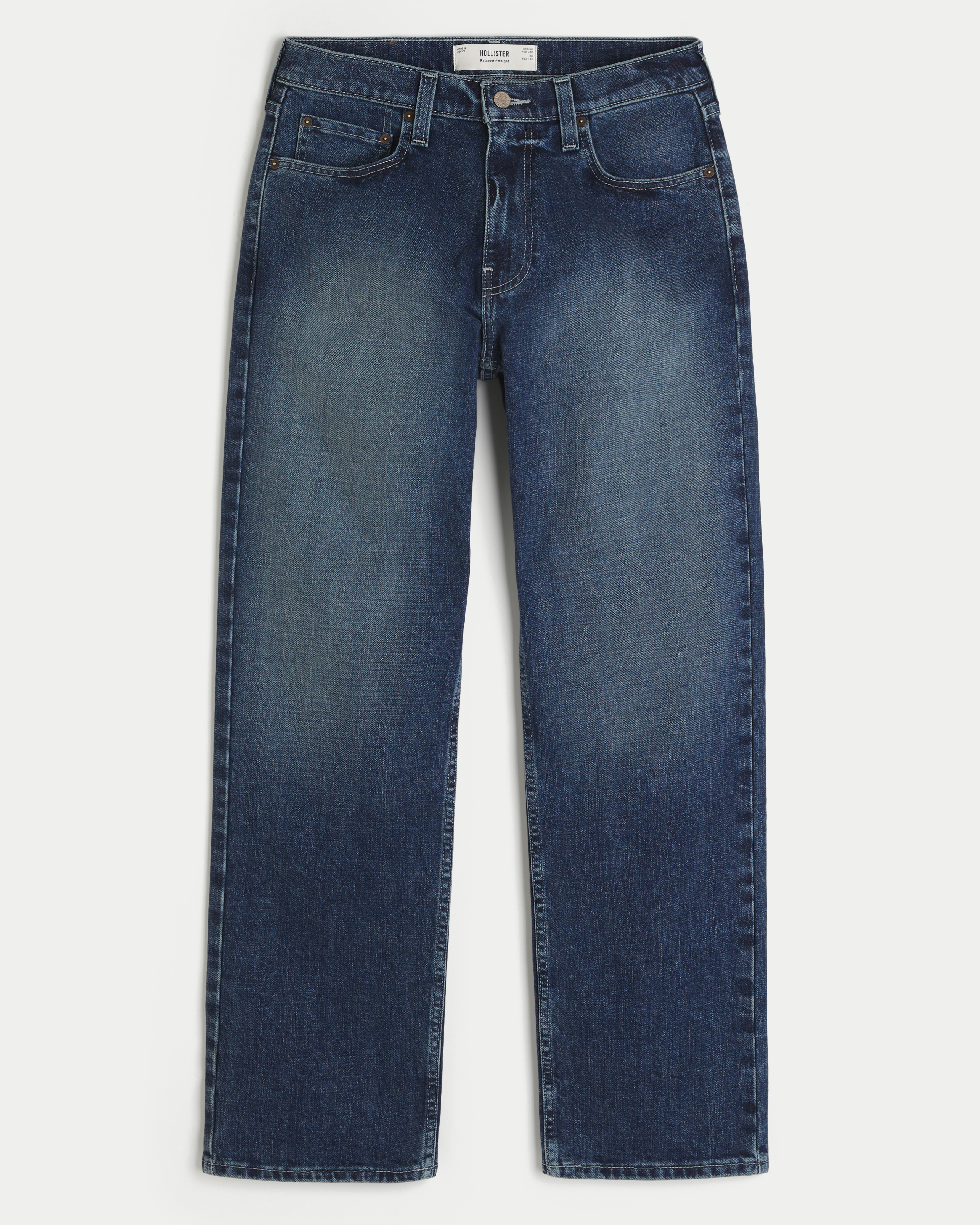 Мужские джинсы Hollister Relaxed Straight, цвет: Тёмный