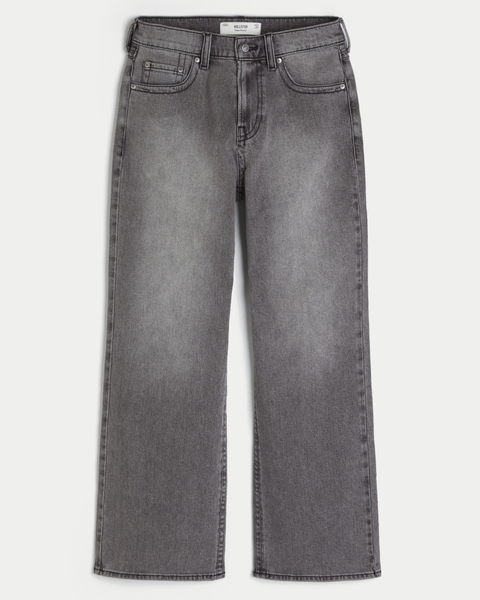 Мужские джинсы Hollister Washed Black Embroidered Baggy Bootcut Jeans