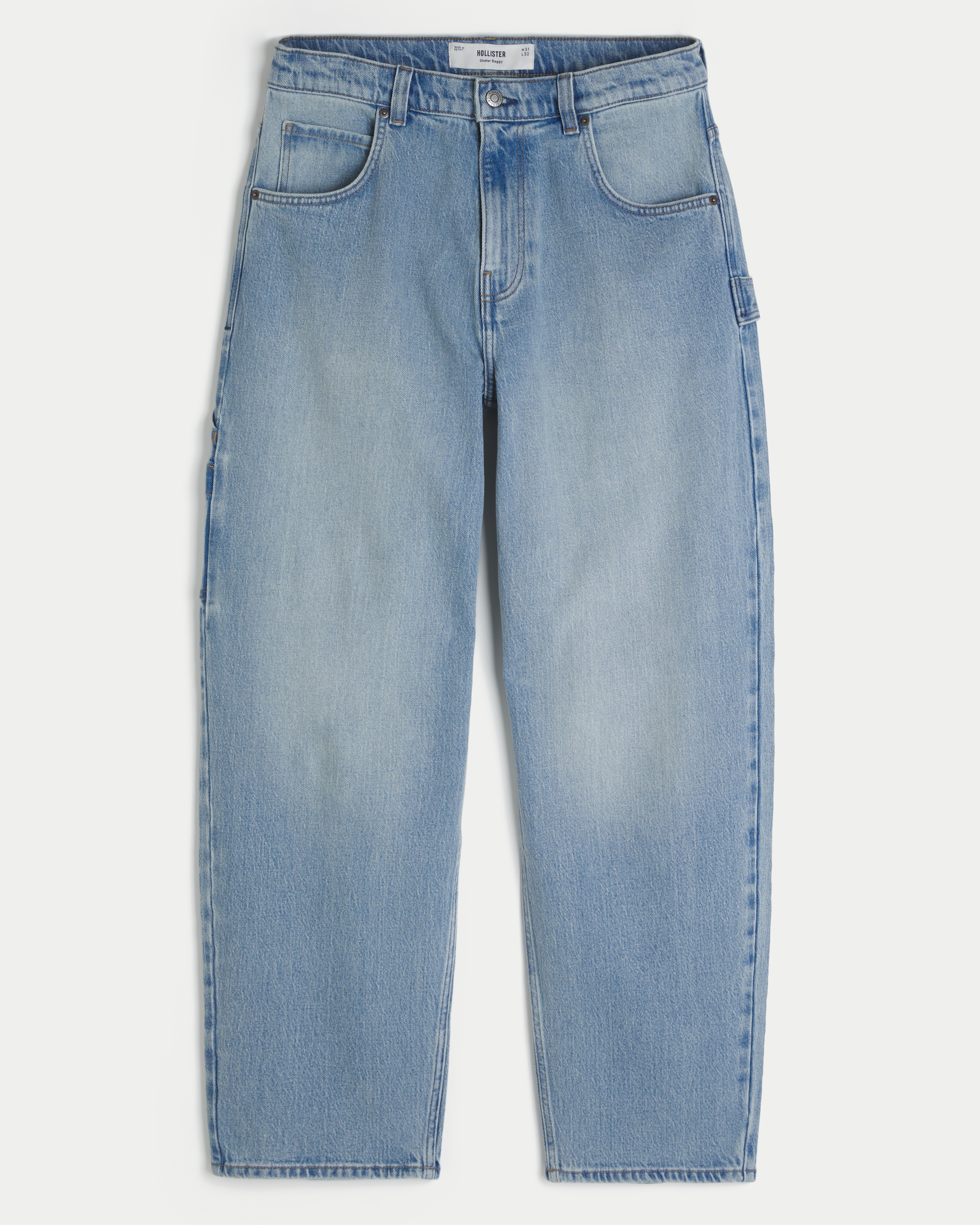 Мужские джинсы Hollister Light Wash Embroidered Back Pocket Skater Baggy Painter Jeans