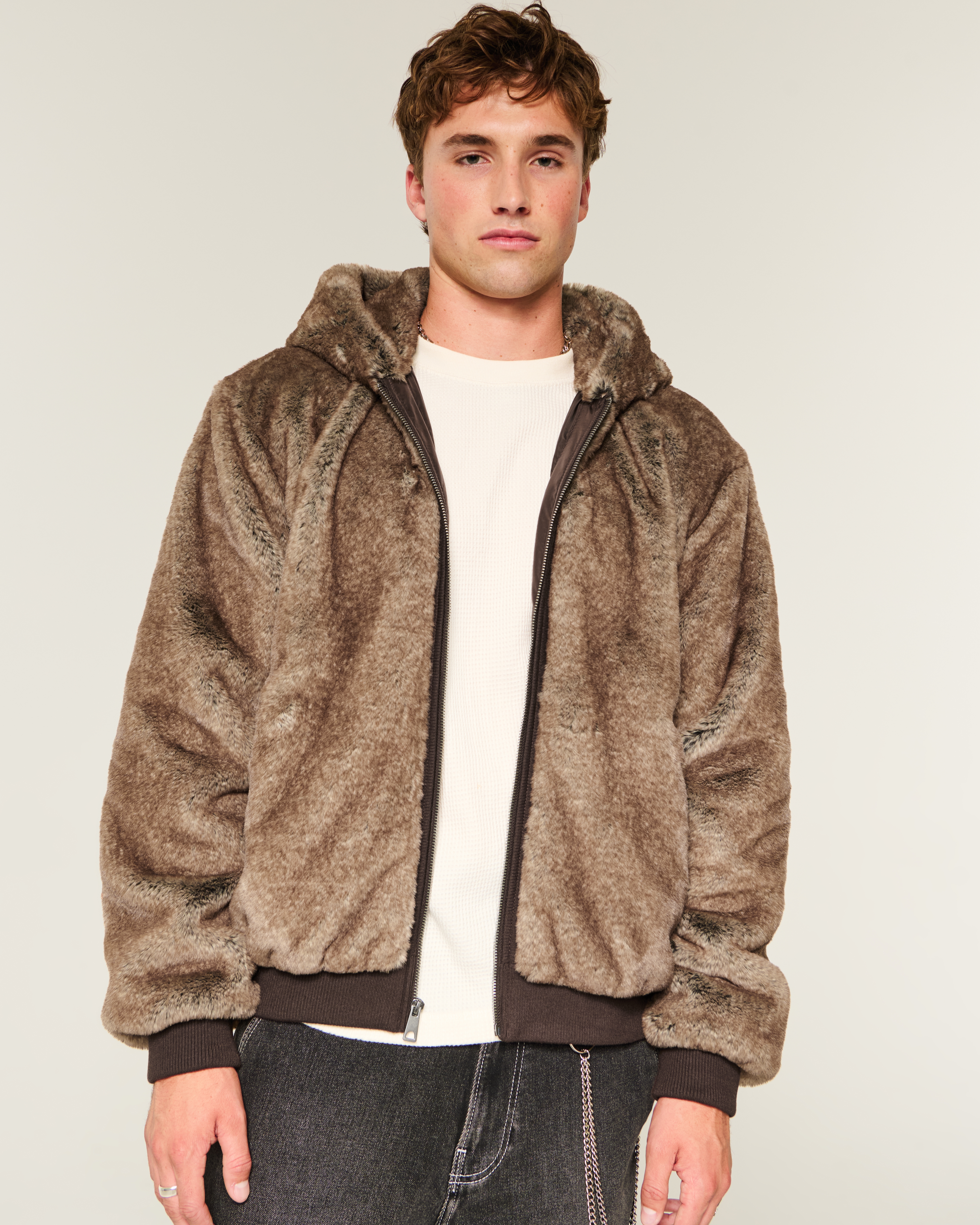 Мужские куртки Hollister Hooded Faux Fur Jacket — фото 3
