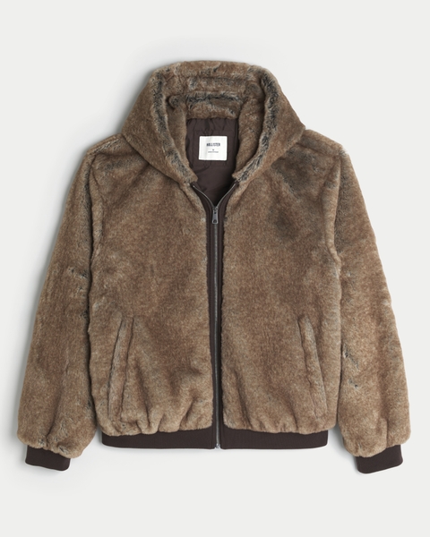 Мужские куртки Hollister Hooded Faux Fur Jacket