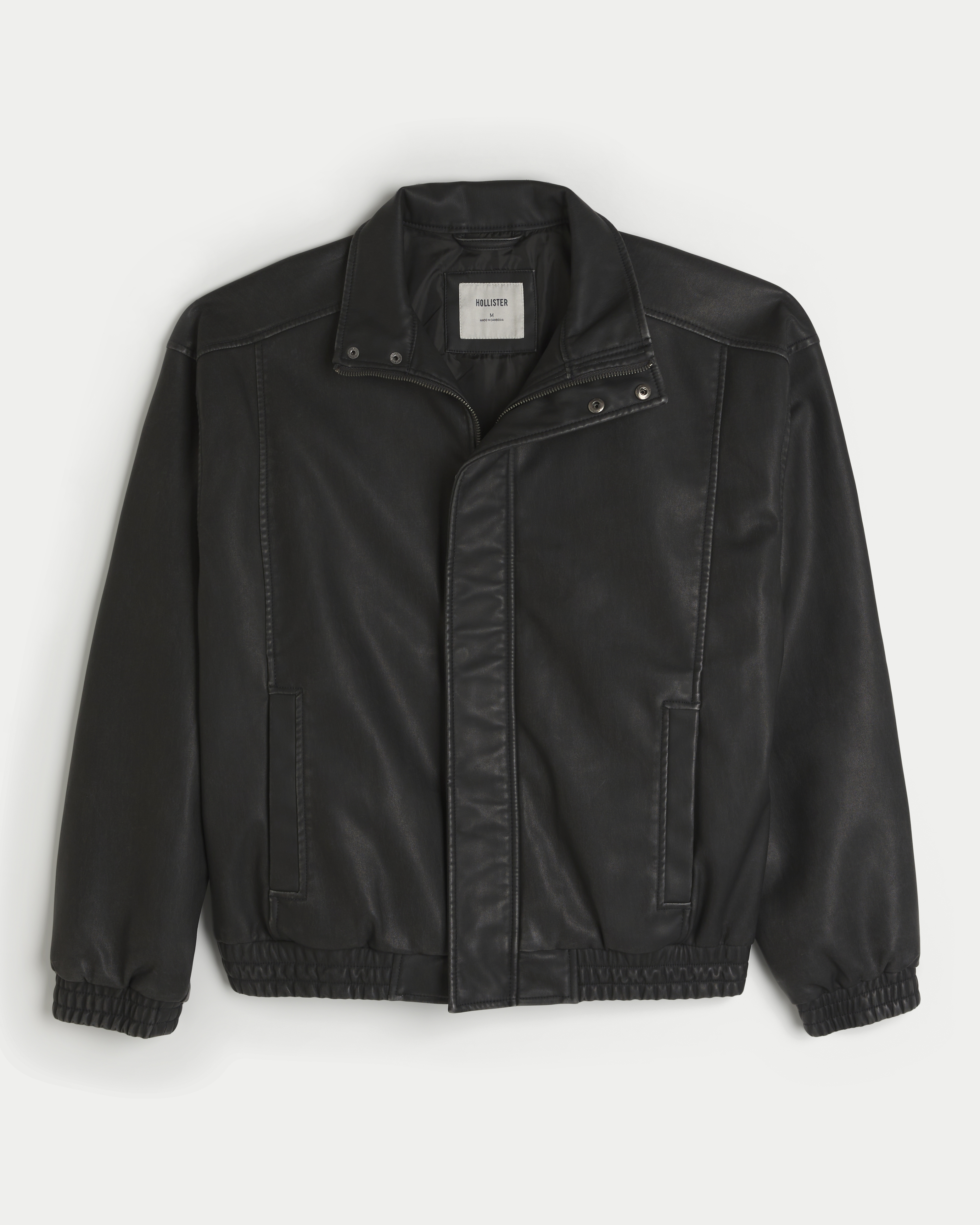 Мужская куртка Hollister Faux Leather, цвет: Чёрный