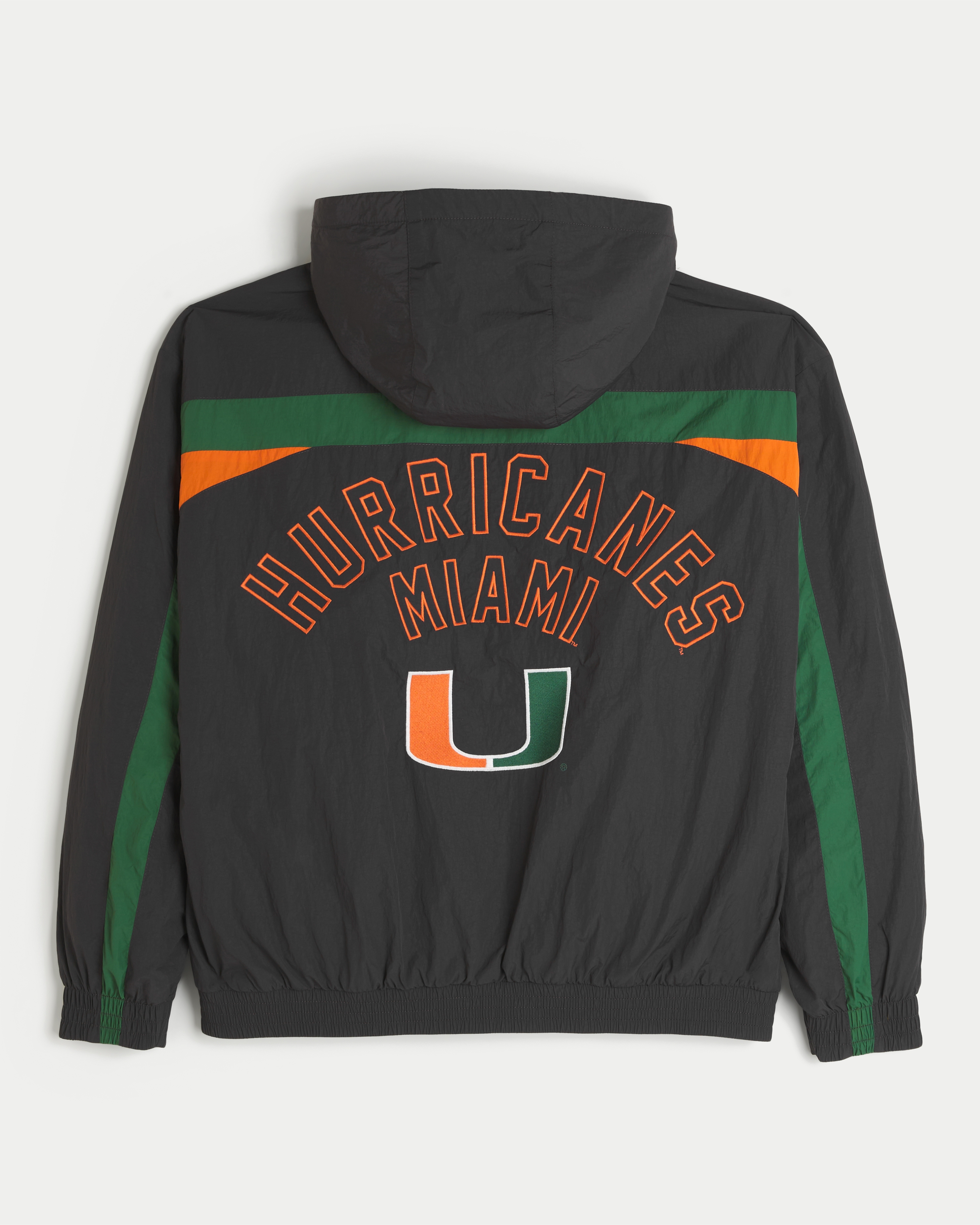 Мужская куртка Hollister University of Miami Hurricanes Graphic Windbreaker, цвет: Угольный