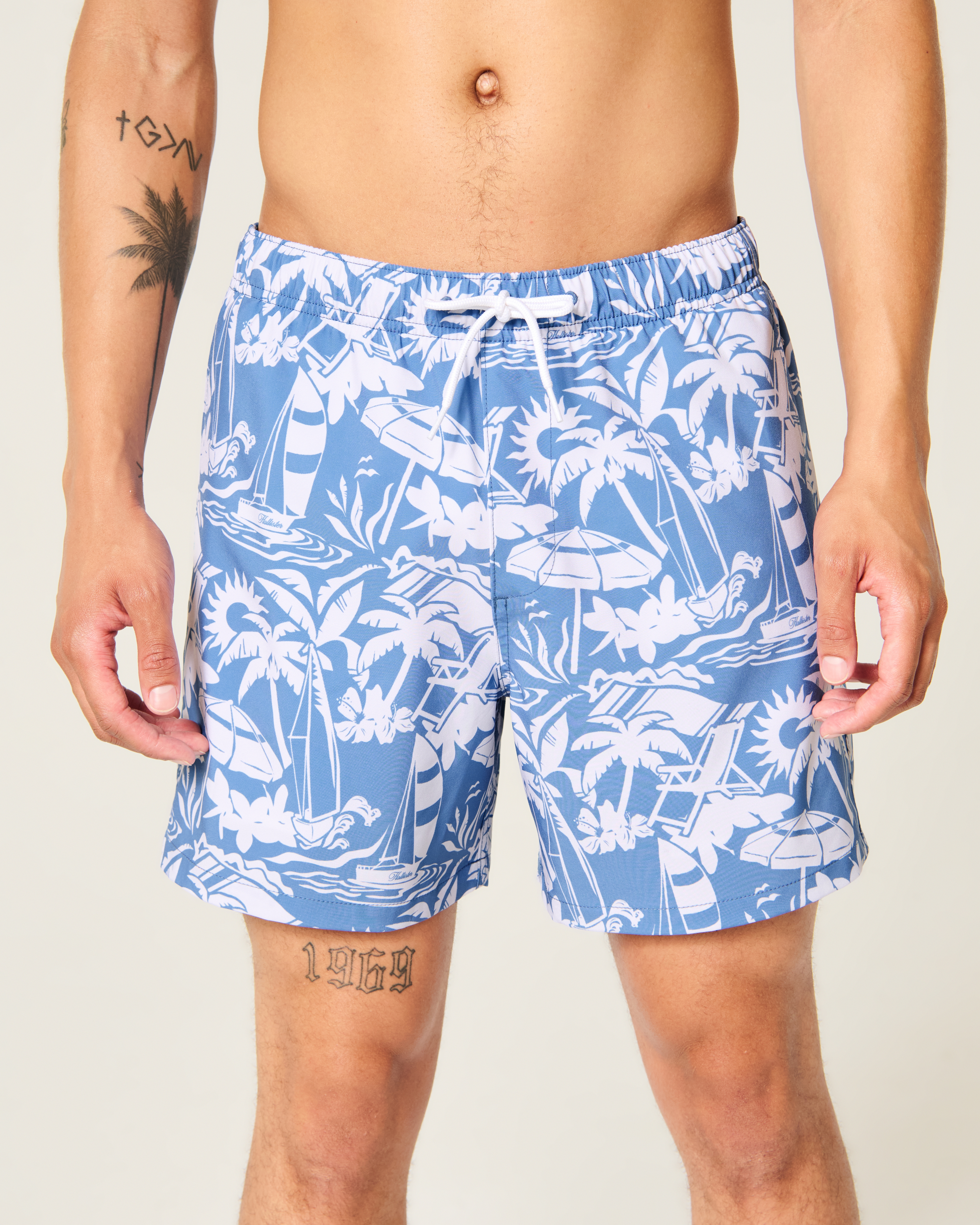 Плавки Vacation для мужчин — Hollister, цвет: Синий с принтом — фото 2