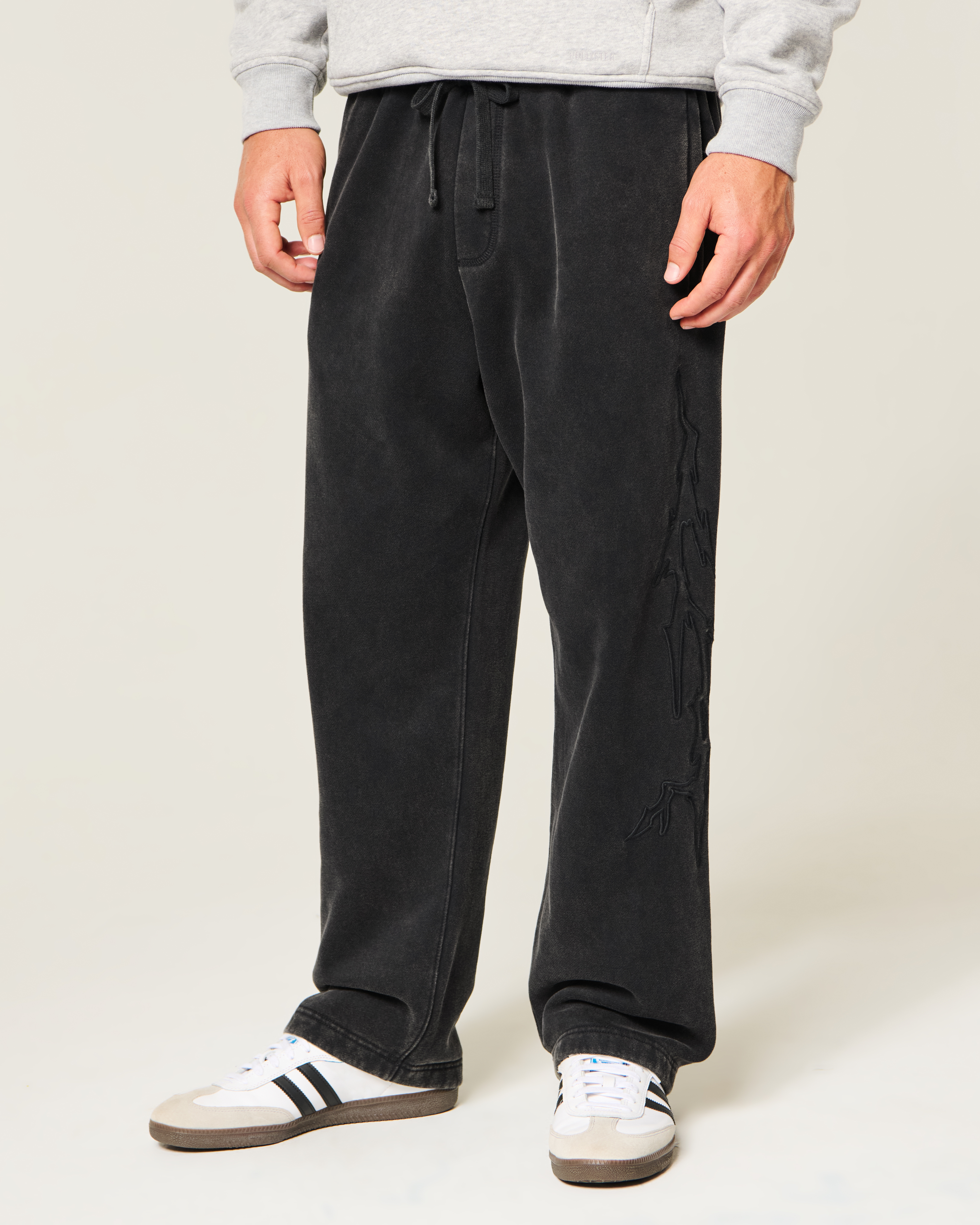 Мужские брюки Hollister Feel Good Baggy Sweatpants, цвет: Чёрный — фото 3