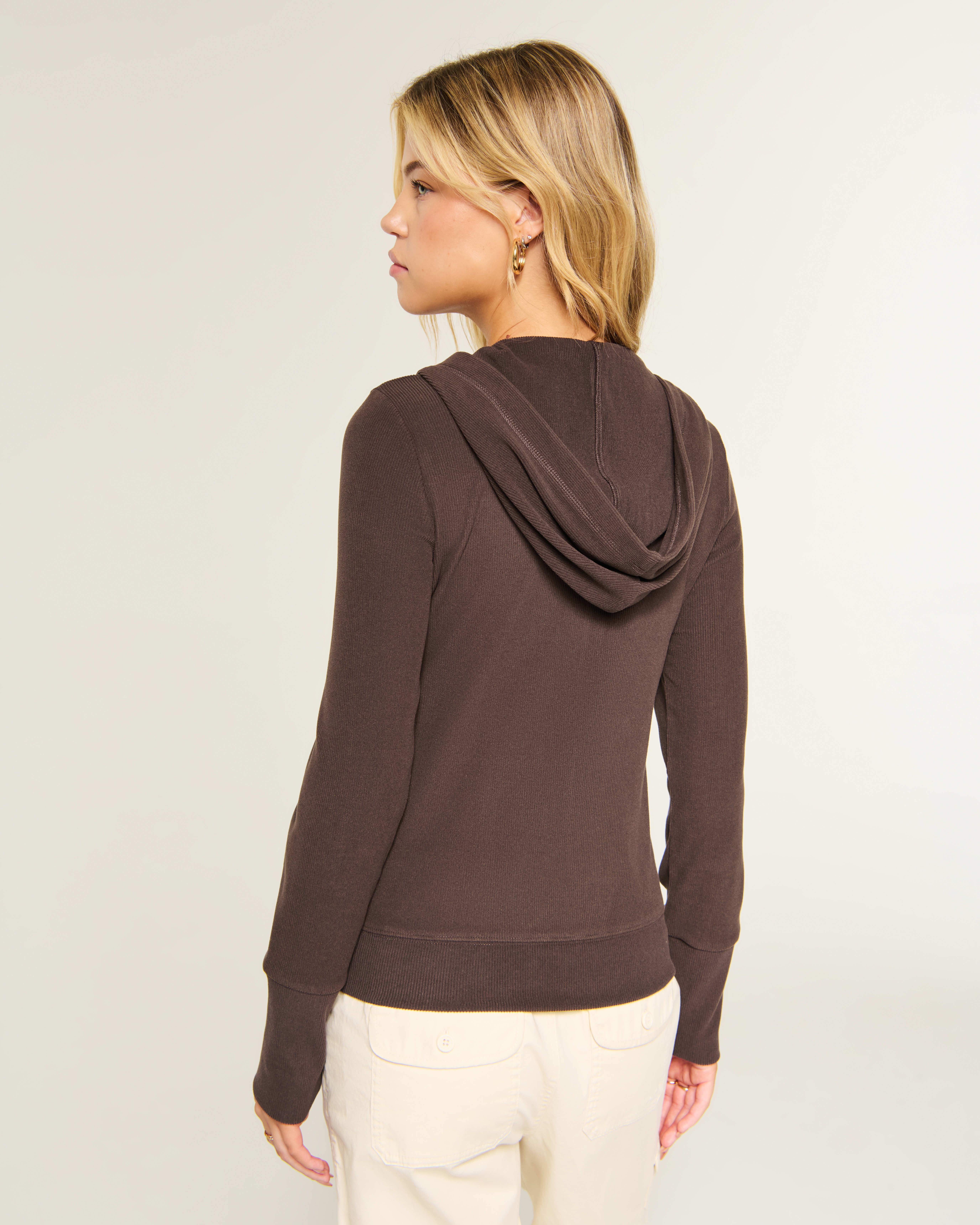 Женские худи Hollister Cozy Rib Seamless Fabric Zip-Up — фото 3