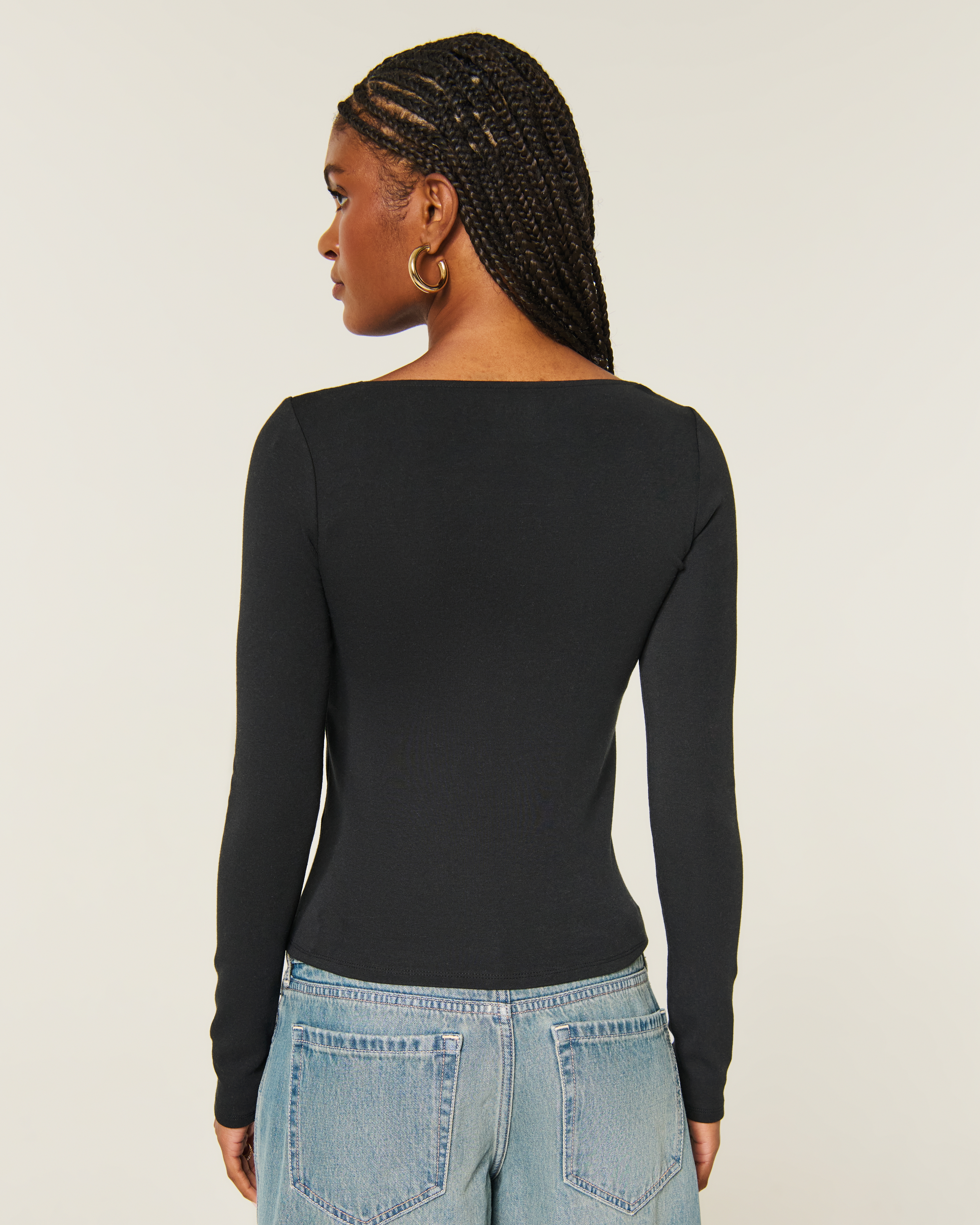 Женские топы Hollister Lace Trim V-Neck Top — фото 3