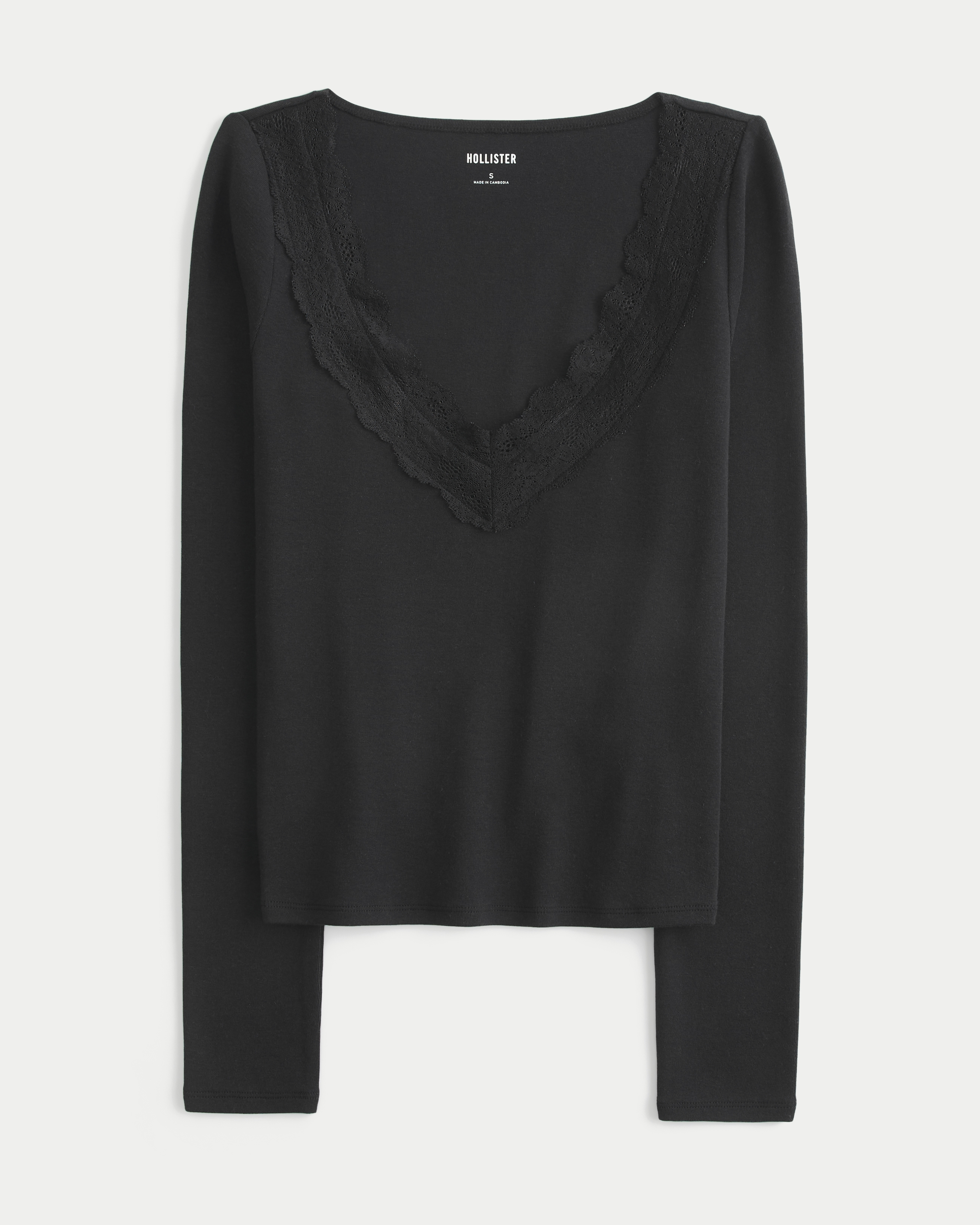 Женские топы Hollister Lace Trim V-Neck Top