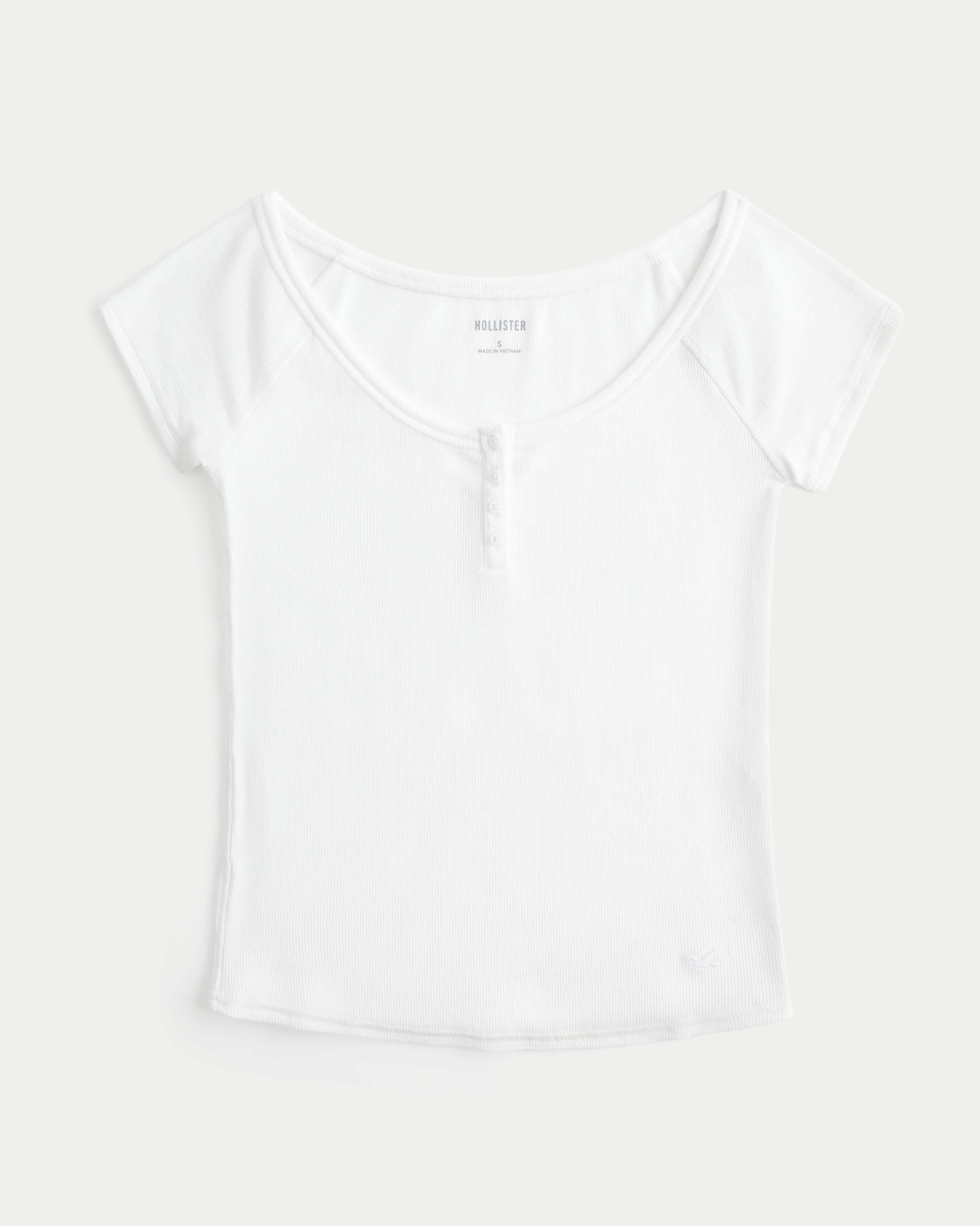 Женский топ Hollister Short-Sleeve Henley, цвет: Белый