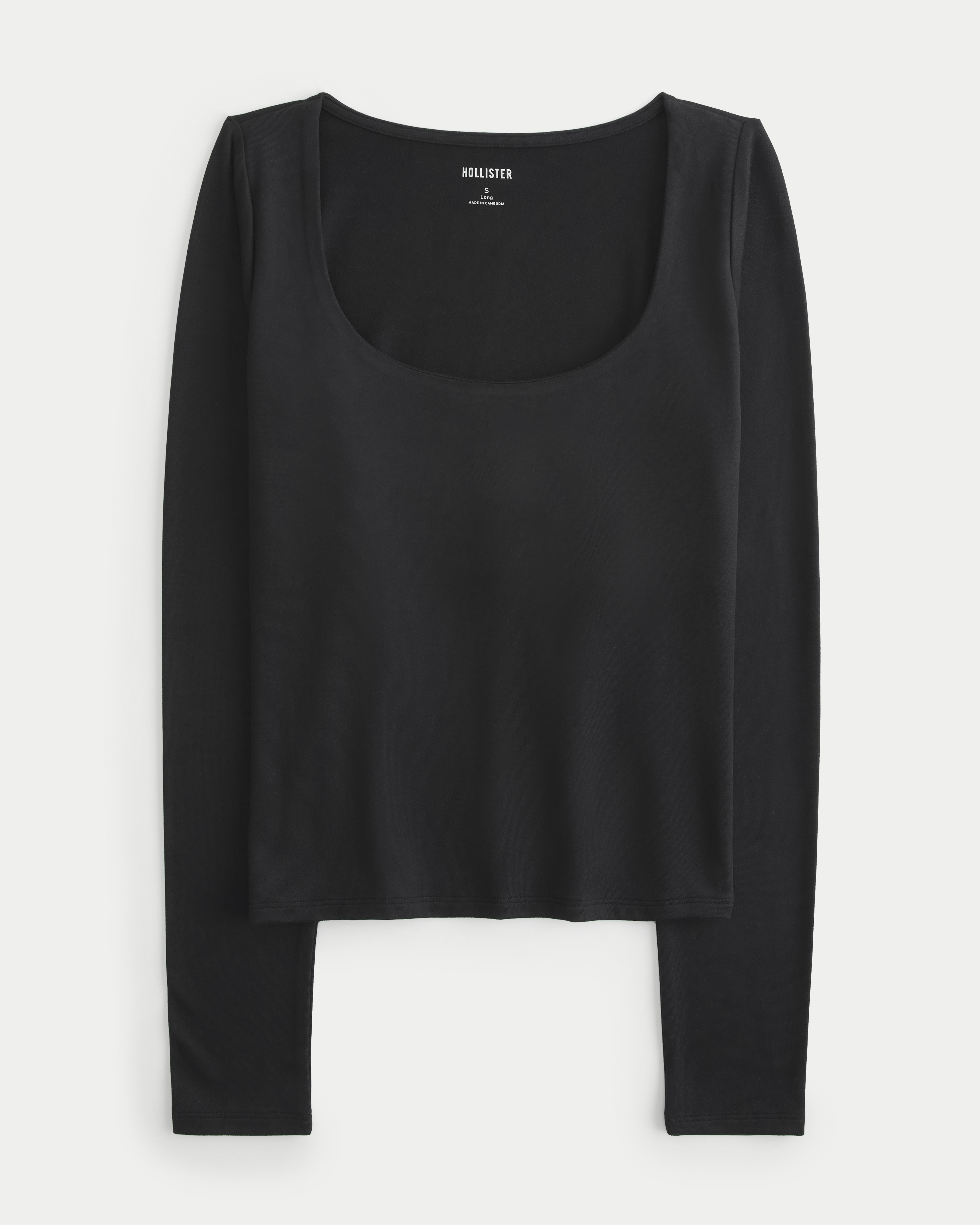 Женский топ Hollister Soft Stretch Seamless Fabric Scoop Top, цвет: Чёрный — фото 1