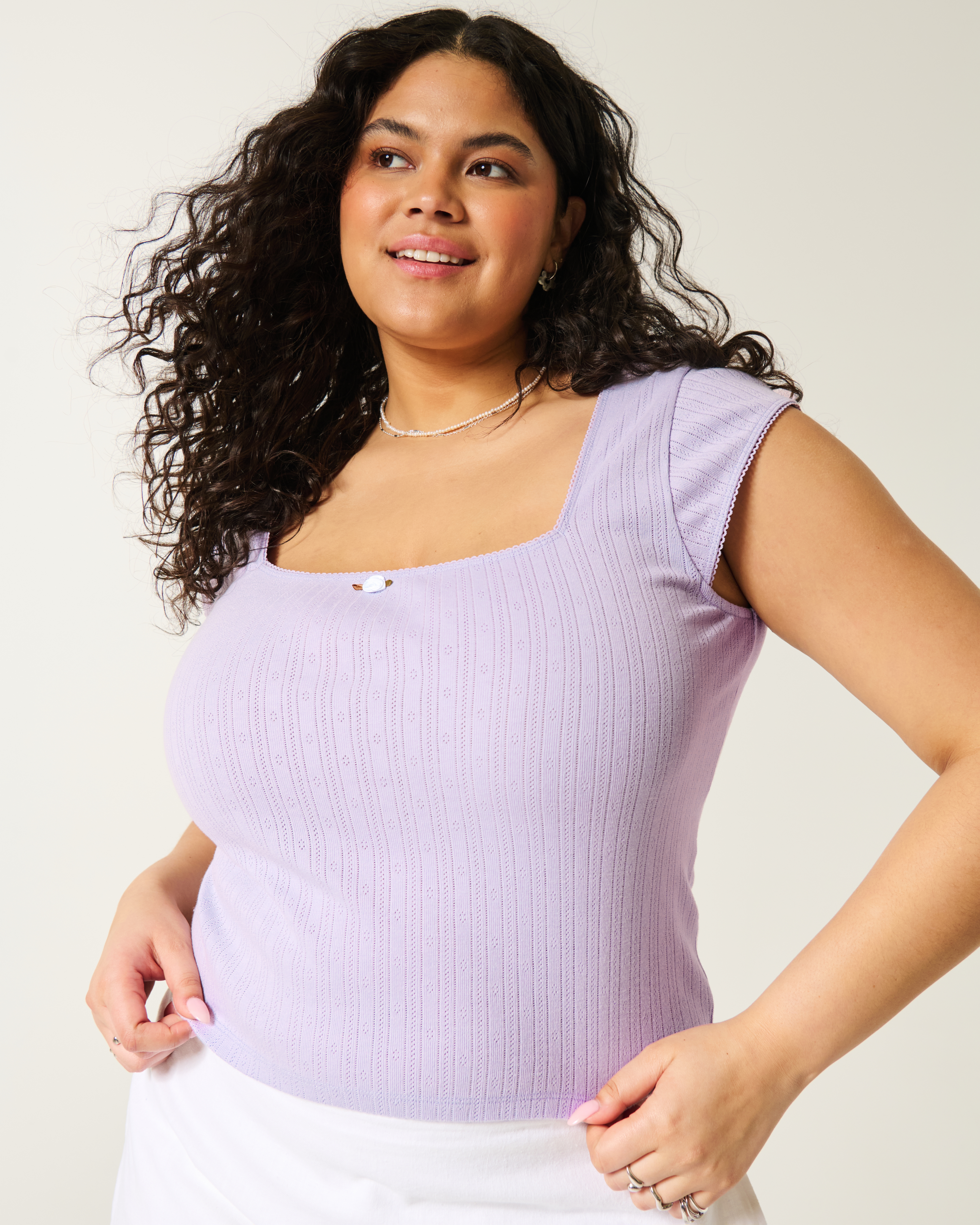 Женские топы Hollister Pointelle Square-Neck Top — фото 2