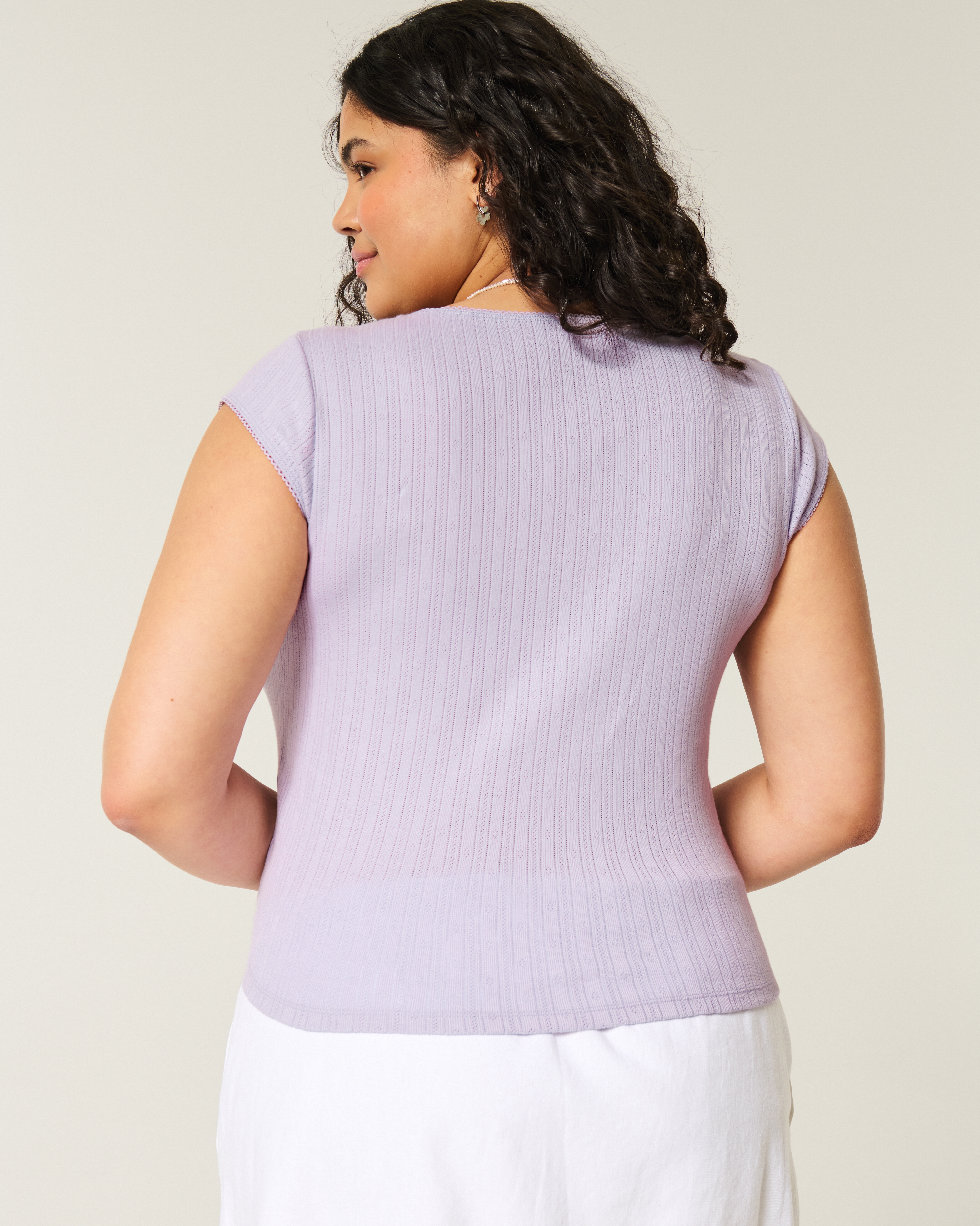 Женские топы Hollister Pointelle Square-Neck Top — фото 3