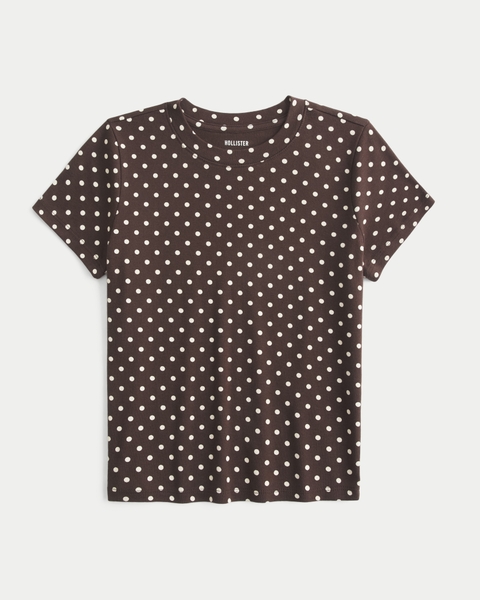 Женские футболки Hollister 100% Cotton Crew Leopard Print Baby Tee