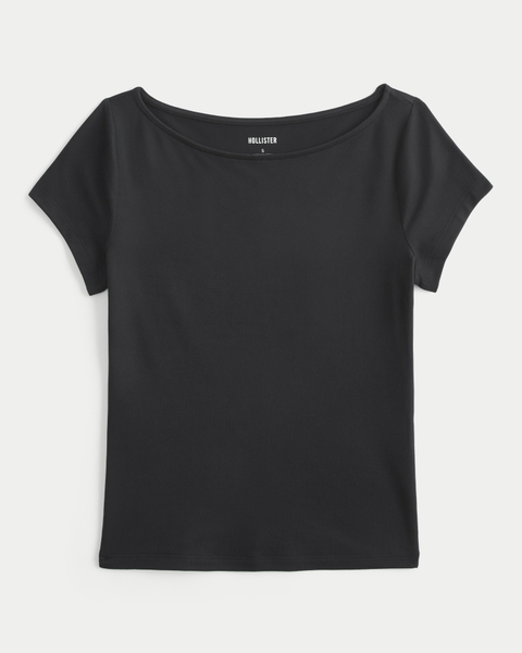 Женские футболки Hollister Short-Sleeve Soft Seamless Fabric Slash-Neck T-Shirt