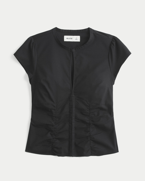 Женские рубашки Hollister Short-Sleeve Keyhole Shirt