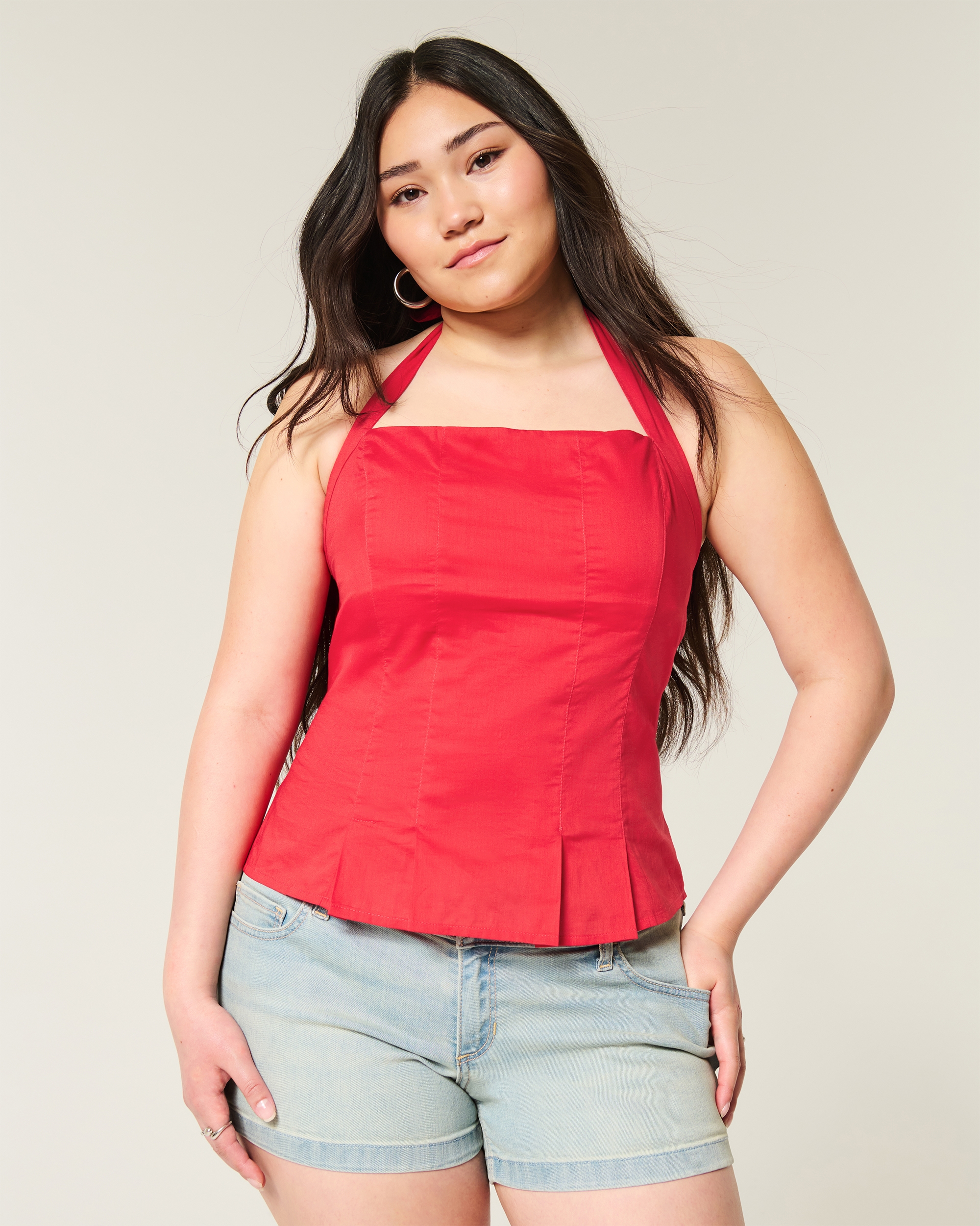 Женские топы Hollister Pleated Open-Back Halter Top — фото 2