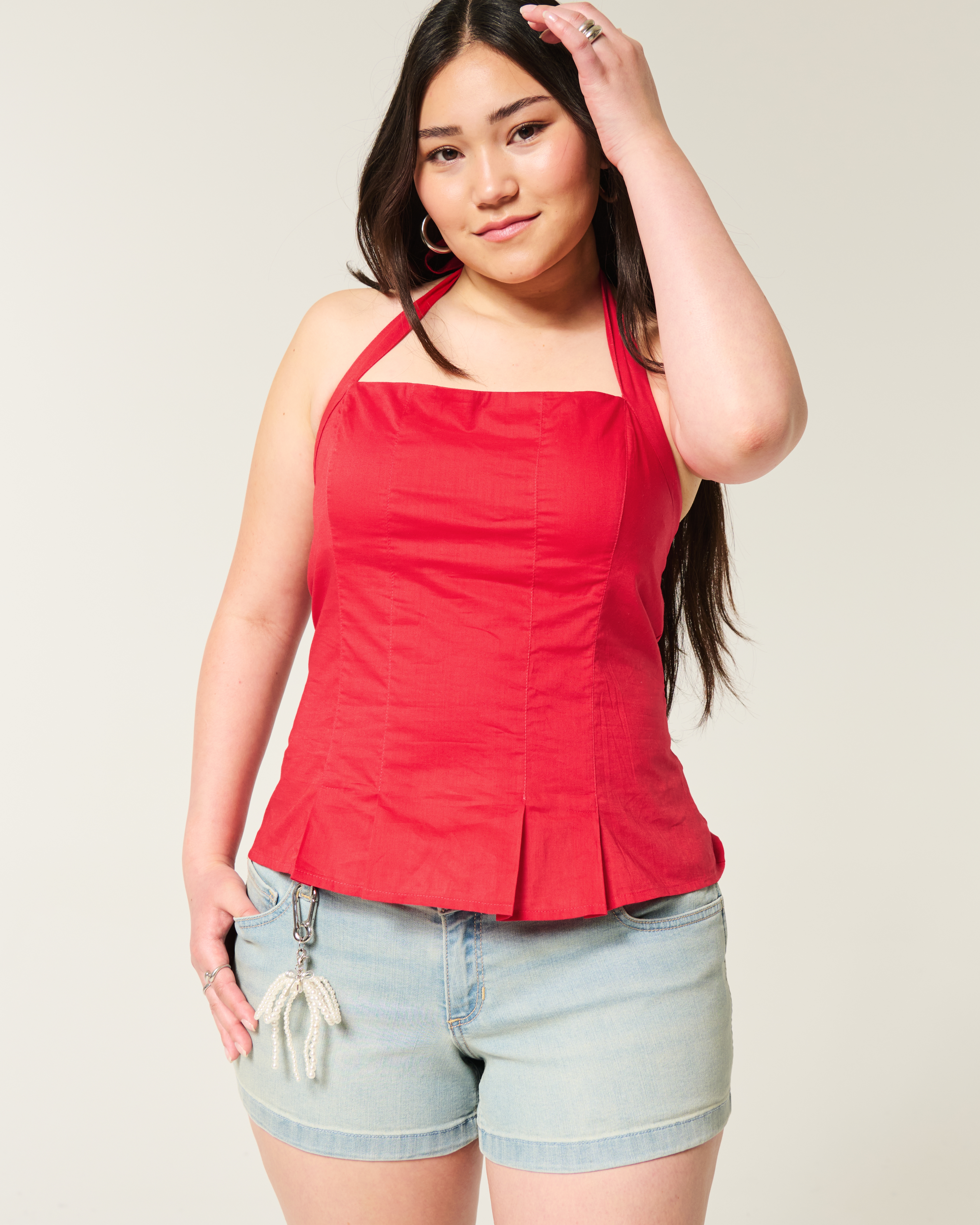 Женские топы Hollister Pleated Open-Back Halter Top — фото 3