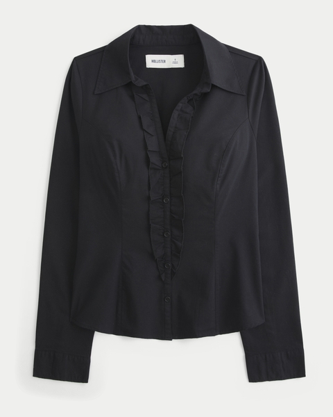 Женские рубашки Hollister Tuxedo-Style Stretch Poplin Shirt