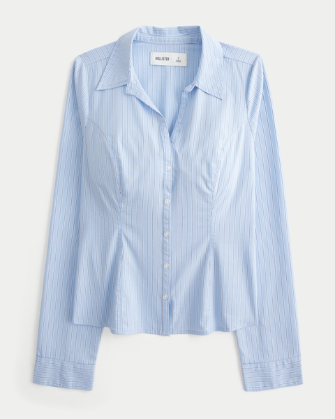 Женские рубашки Hollister Stretch Poplin Button Front Shirt