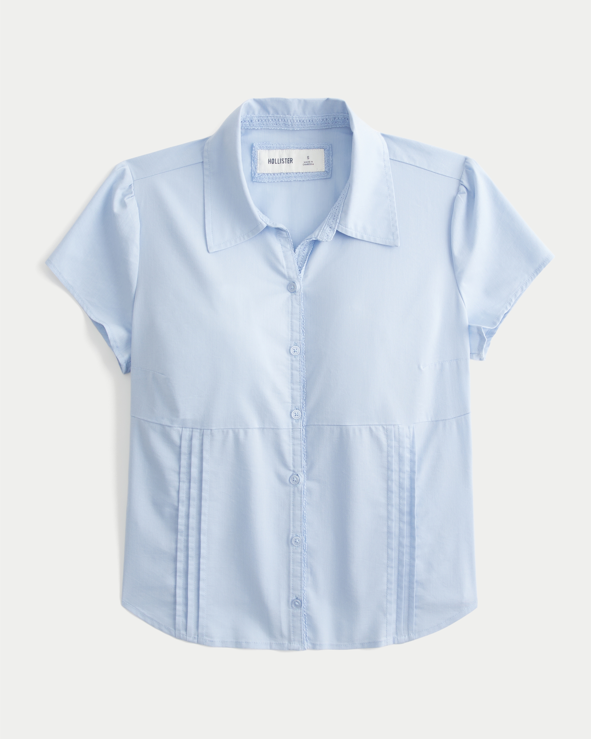 Женские рубашки Hollister Short-Sleeve Stretch Poplin Button Front Shirt