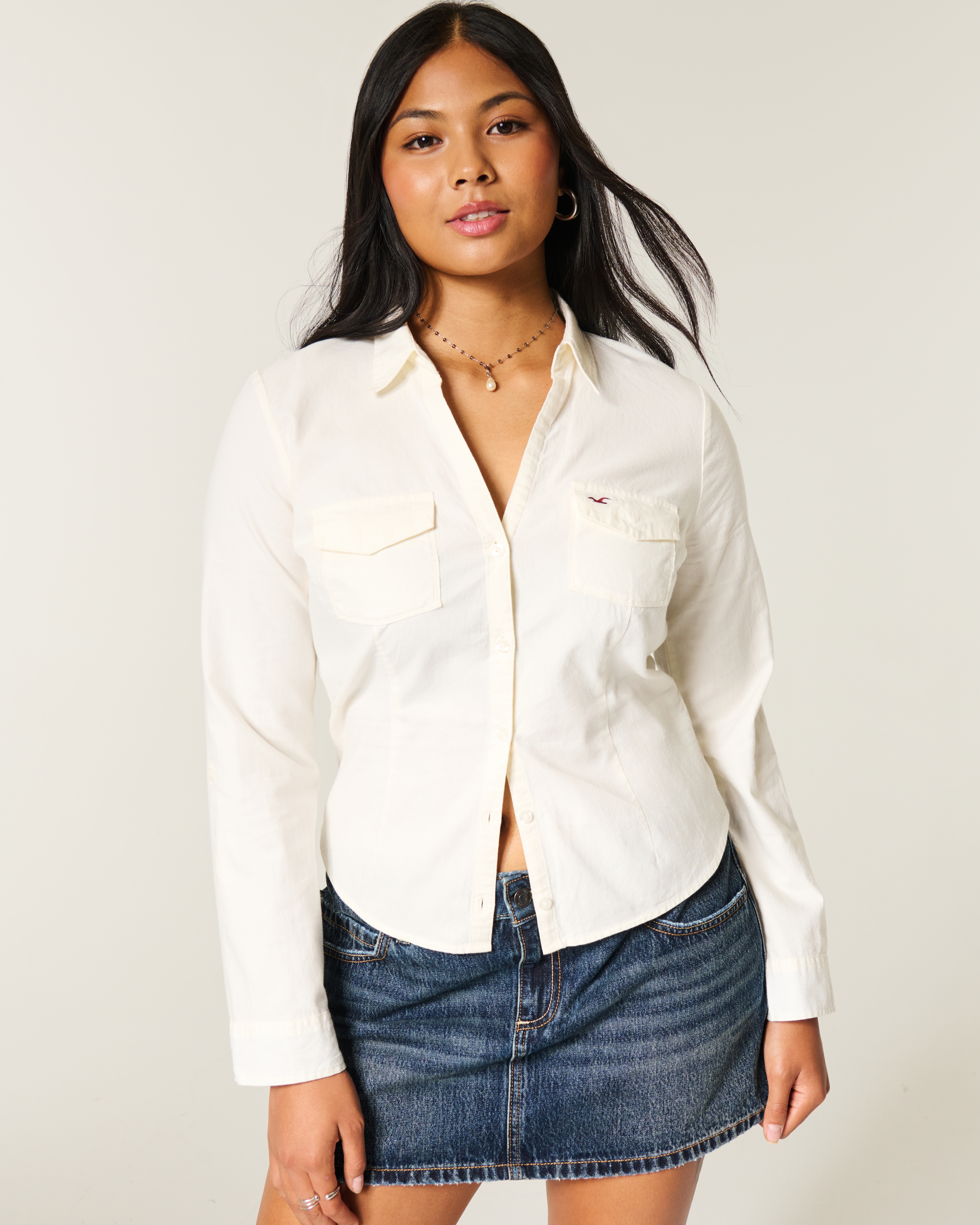 Женские рубашки Hollister Oxford Icon Shirt — фото 2