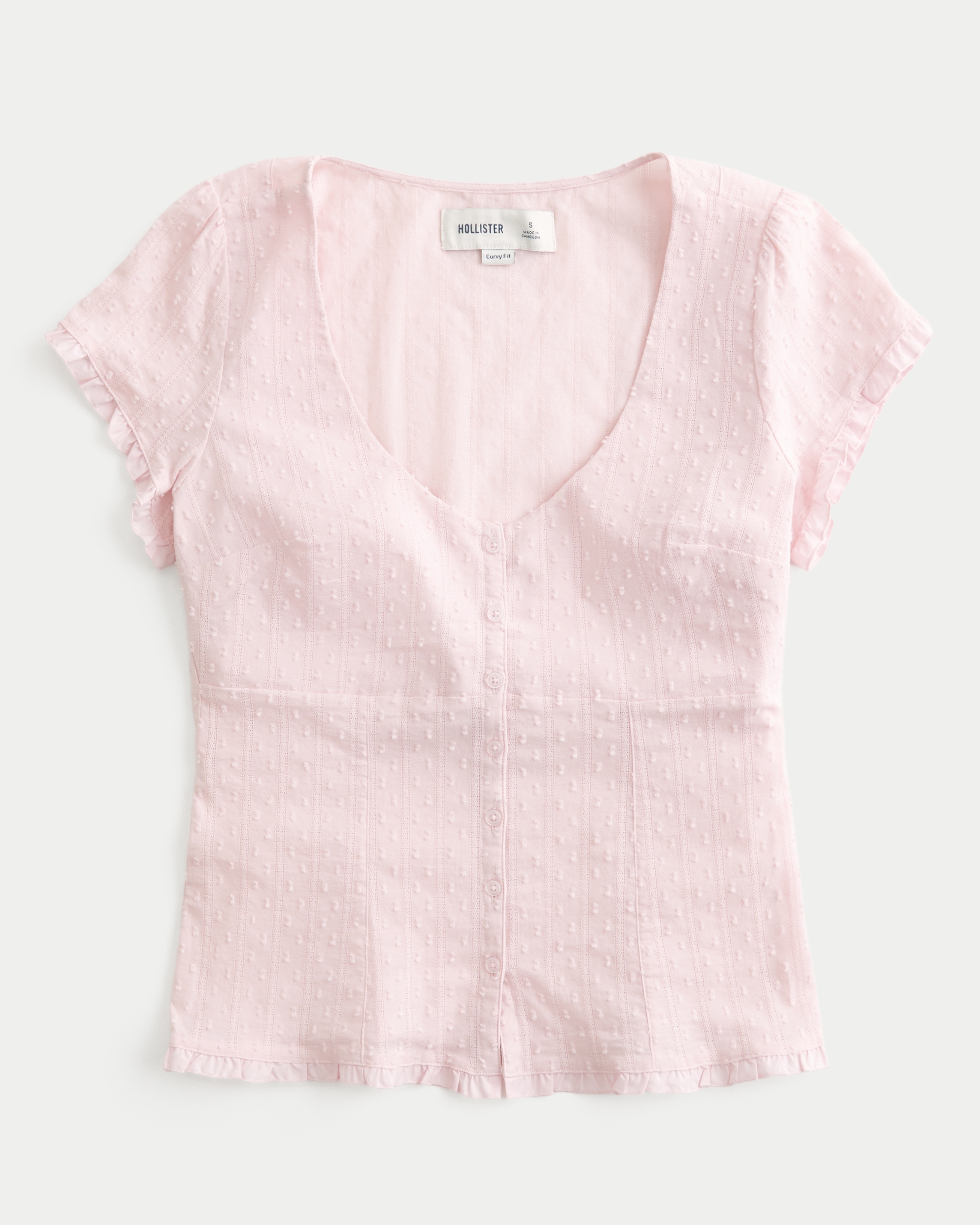 Женские брюки Hollister Curvy Short-Sleeve V-Neck Top