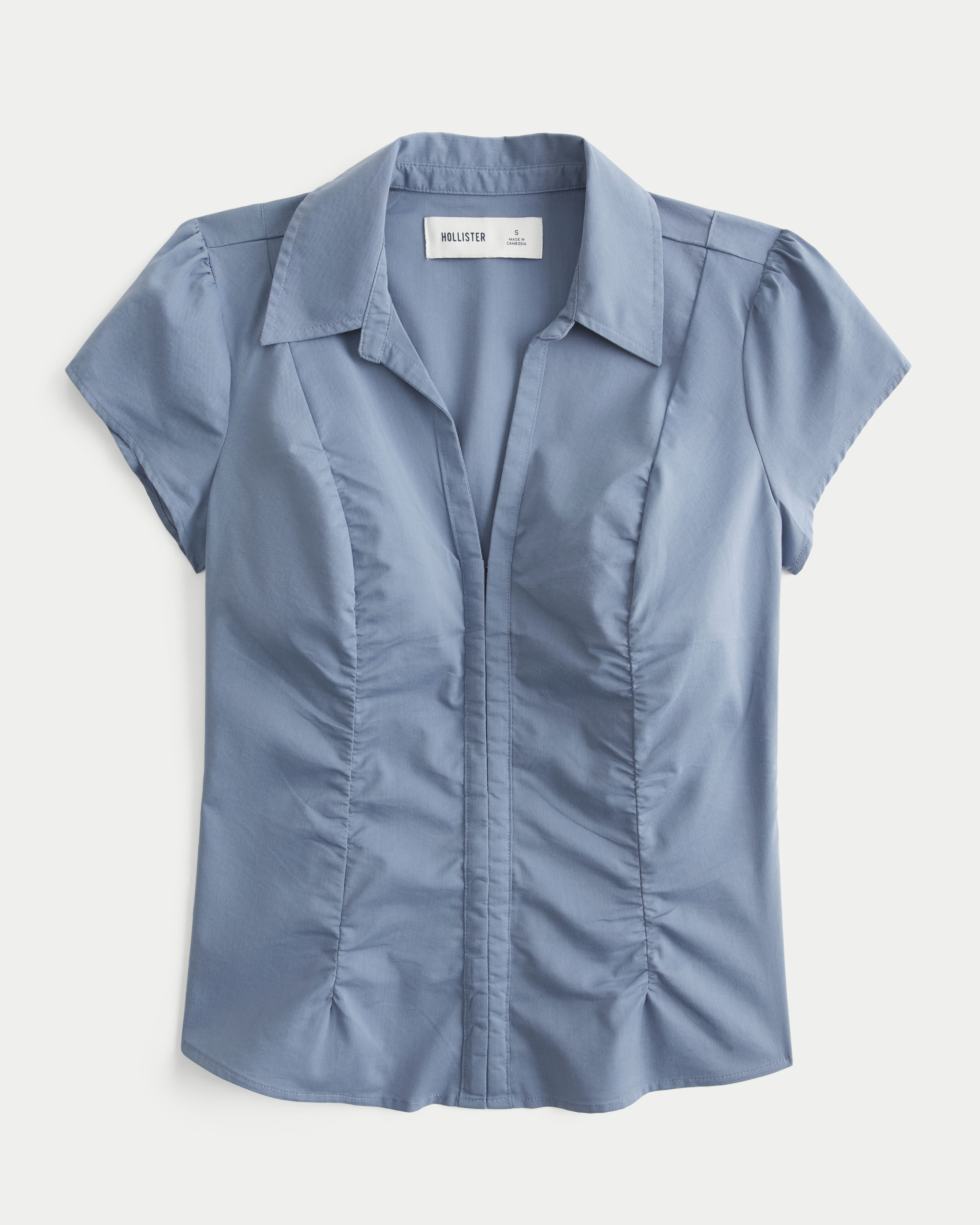 Женские рубашки Hollister Short-Sleeve Ruched Shirt