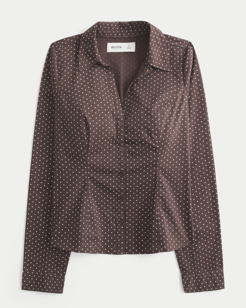 Женские рубашки Hollister Long-Sleeve Button Front Shirt