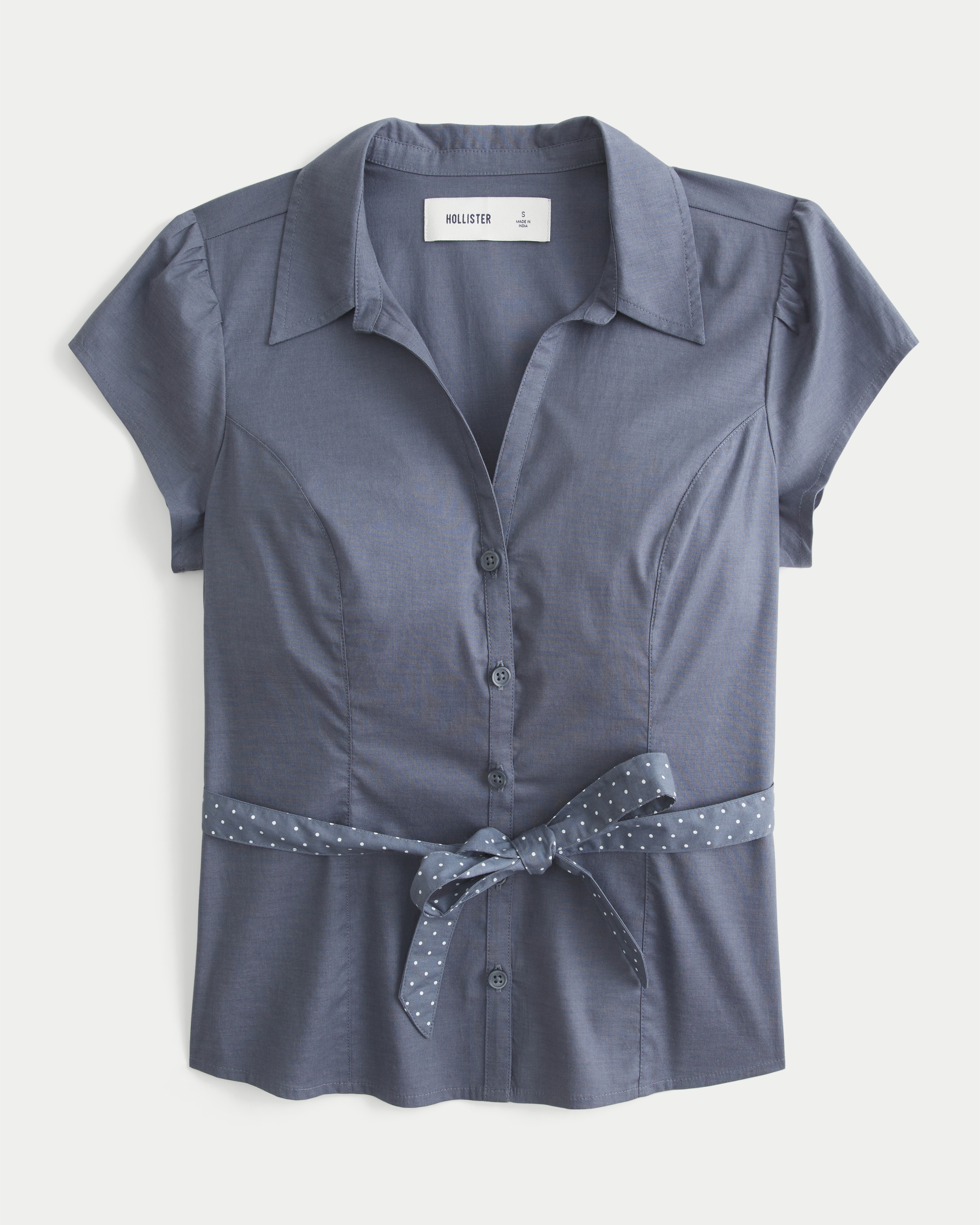 Женские рубашки Hollister Short-Sleeve Bow Belt Shirt