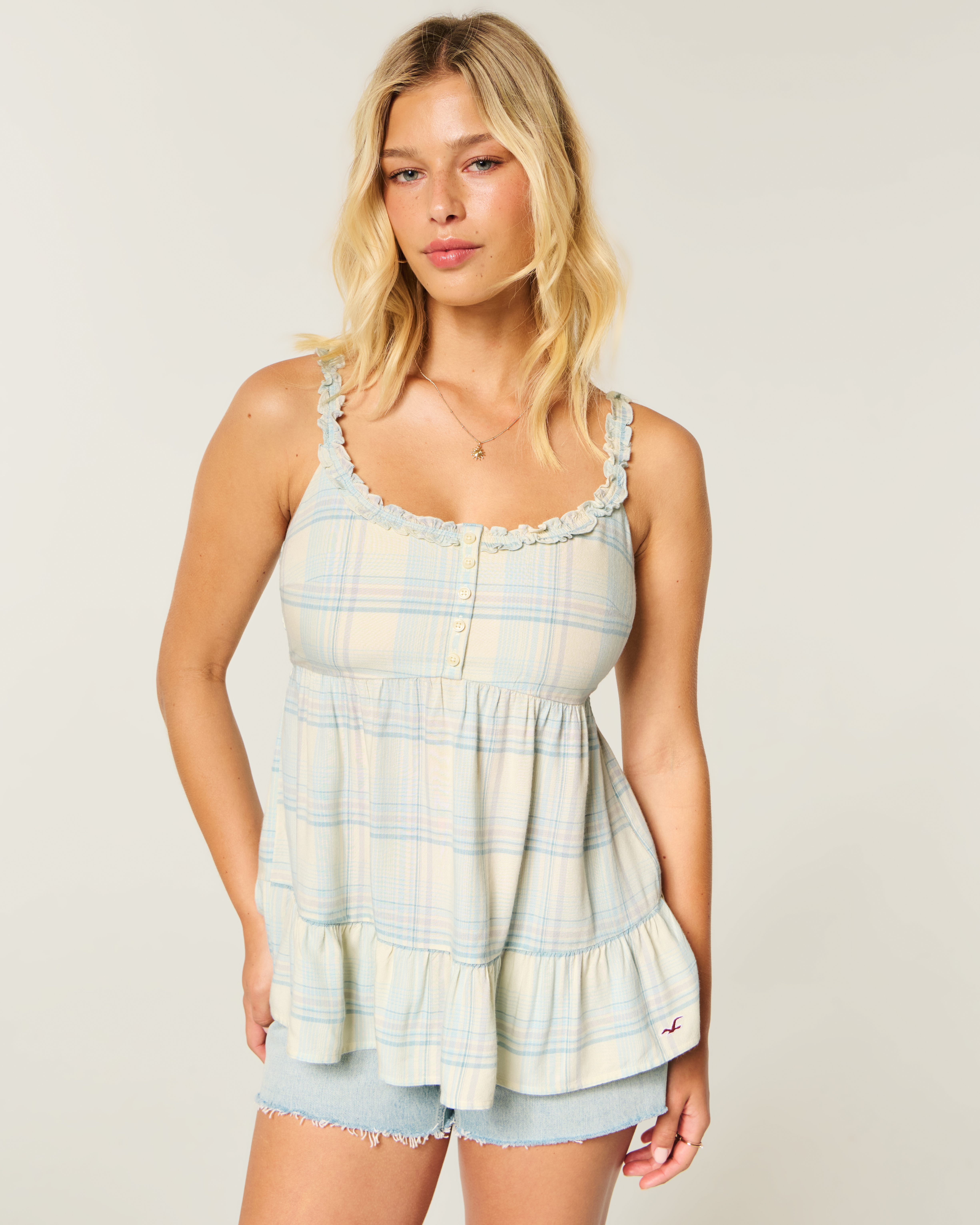 Женские топы Hollister Curvy Ruffle Trim Tunic Top — фото 2