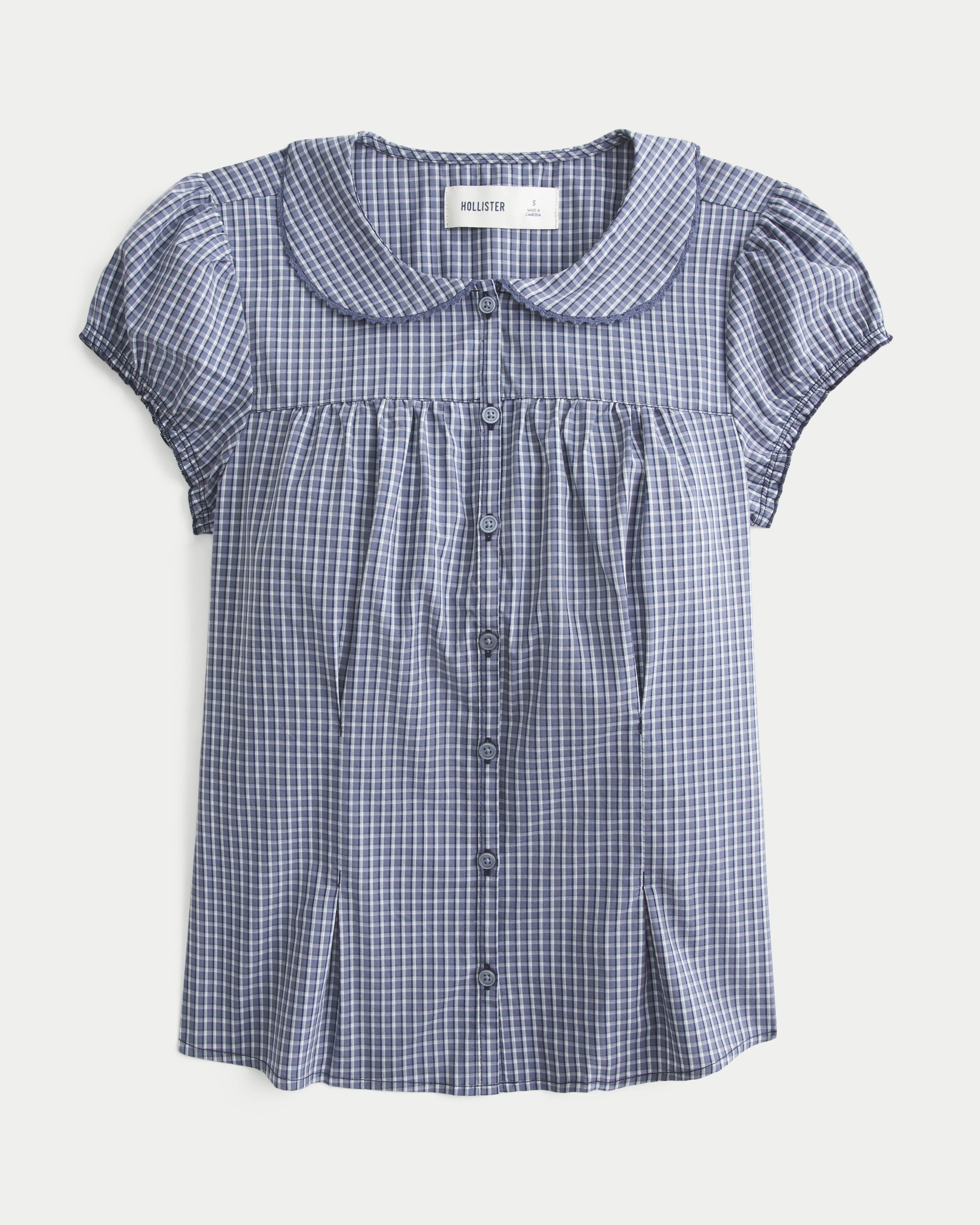 Женские рубашки Hollister Short-Sleeve Statement Collar Shirt