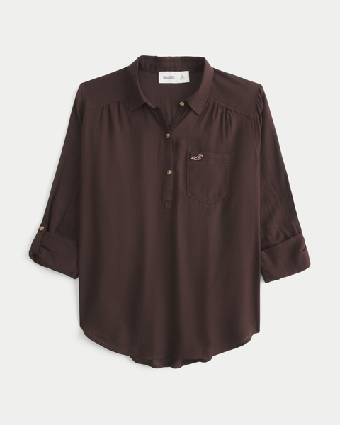 Женские рубашки Hollister Easy Popover Shirt